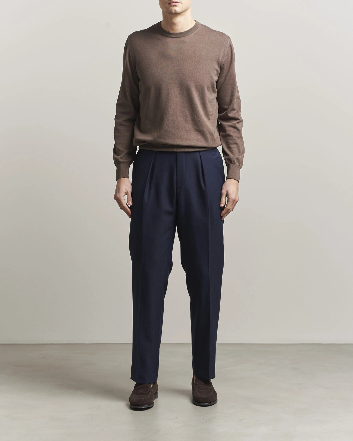 Herren | Pullover | Canali | Cotton Crew Neck Pullover Brown
