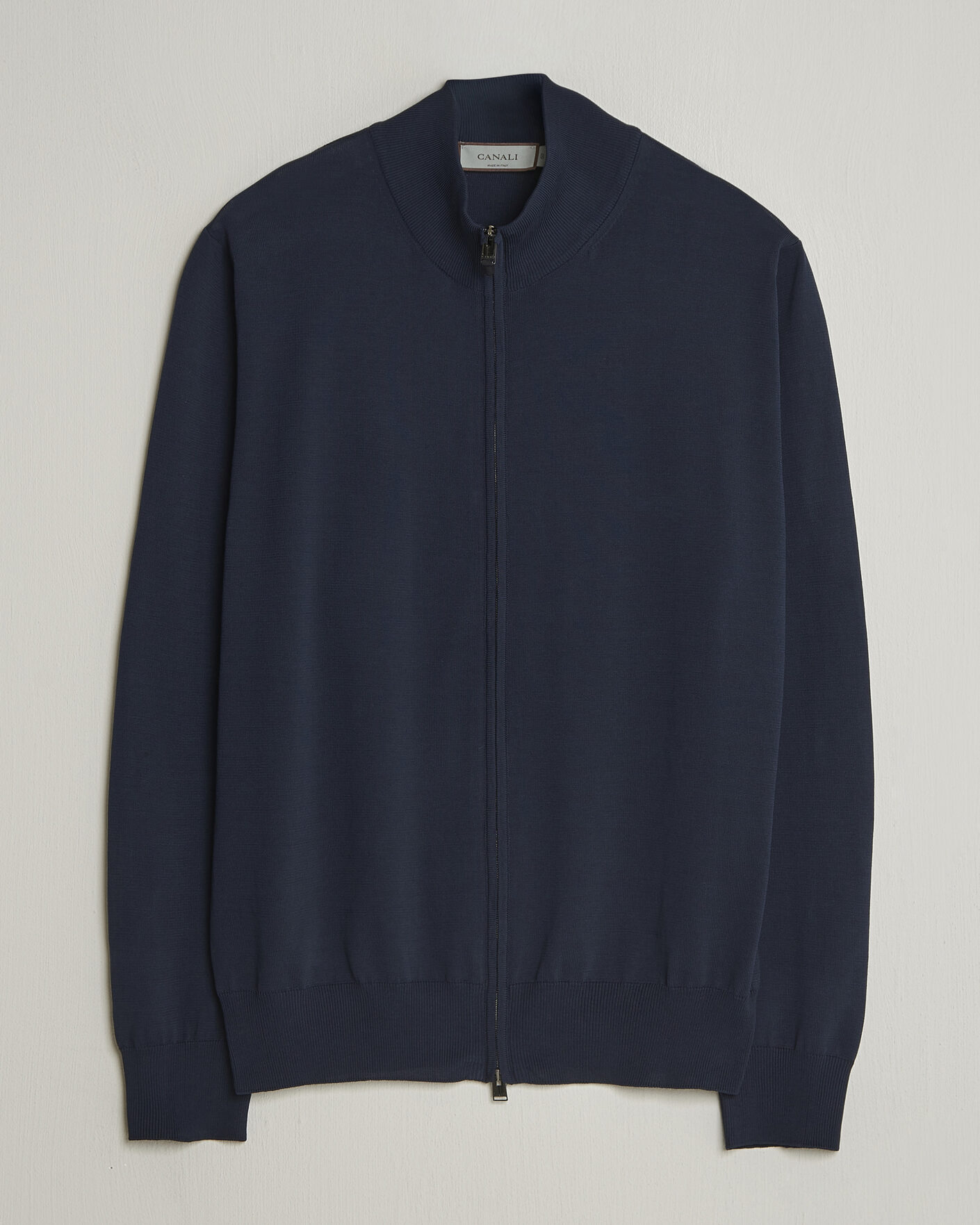 Herren | Pullover | Canali | Cotton Full Zip Navy