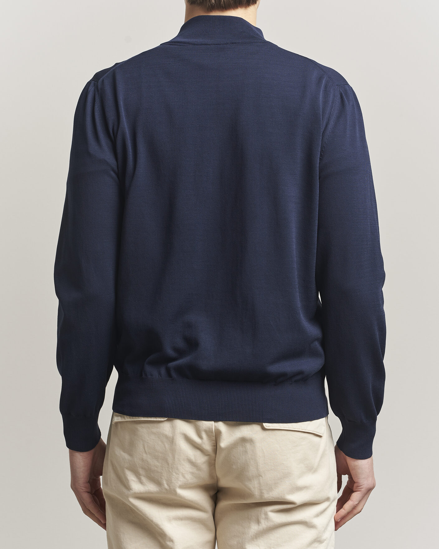 Herren | Pullover | Canali | Cotton Full Zip Navy
