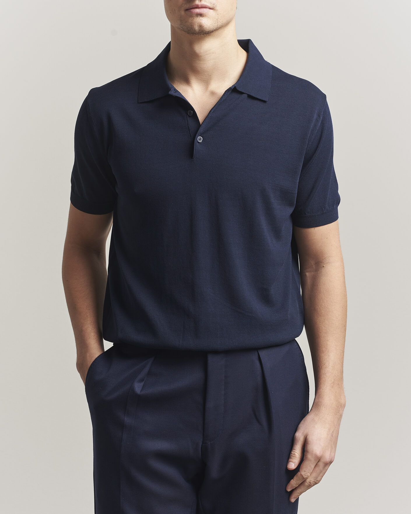 Herren | Poloshirts | Canali | Cotton Short Sleeve Polo Navy