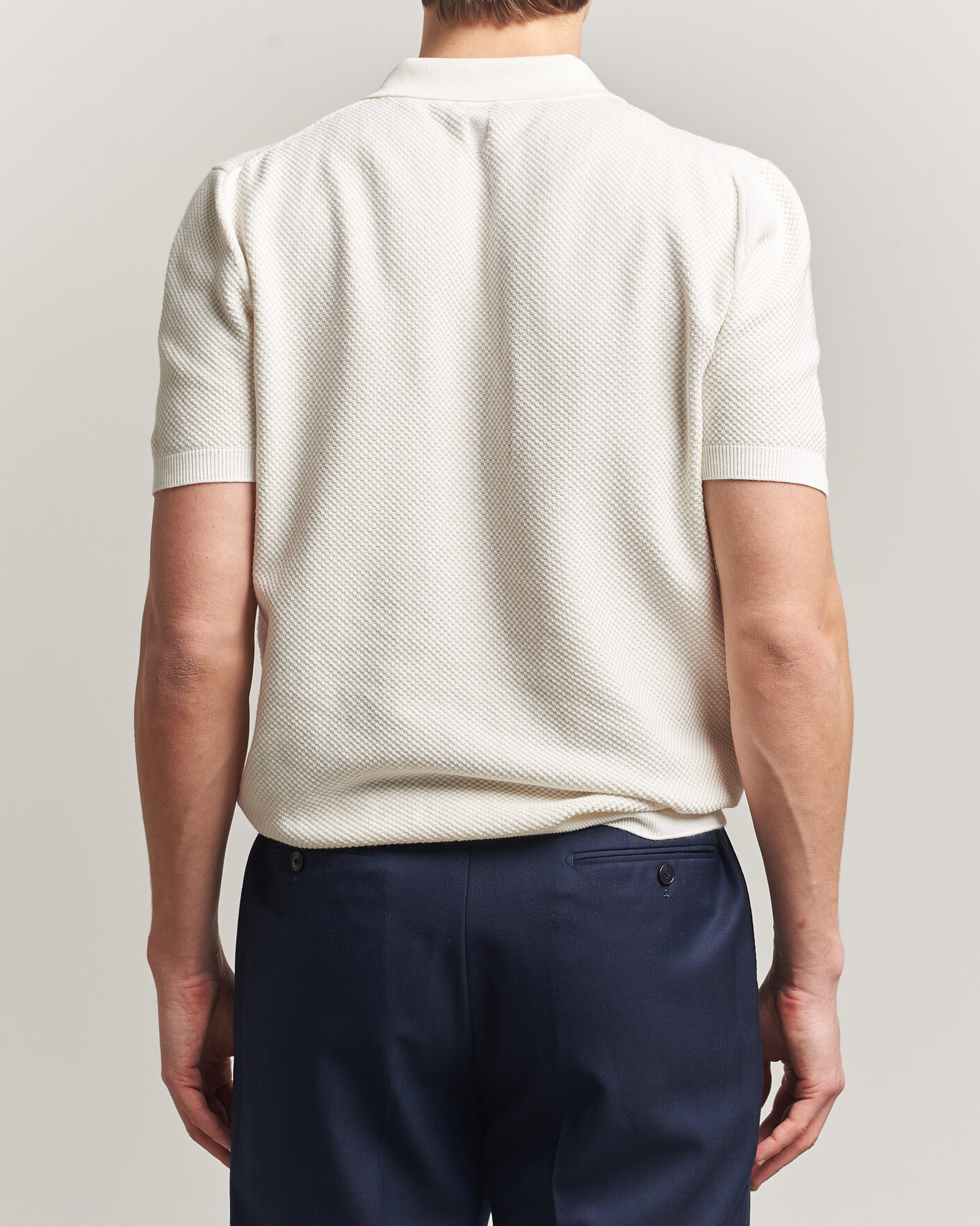 Herren | Poloshirts | Canali | Textured Knit Short Sleeve Polo Off White