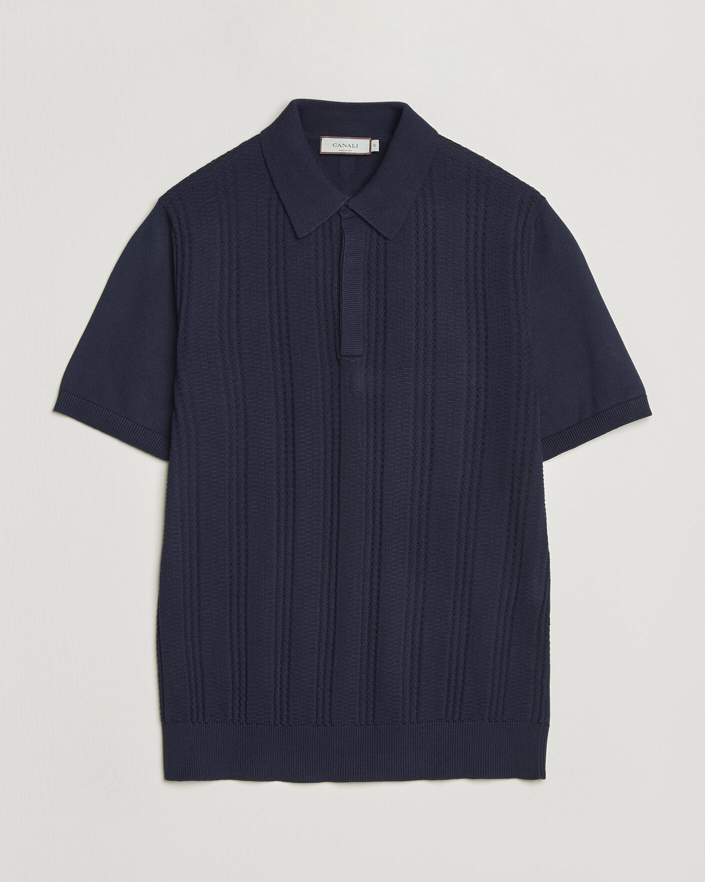 Herren | Poloshirts | Canali | Jacquard Short Sleeve Polo Navy