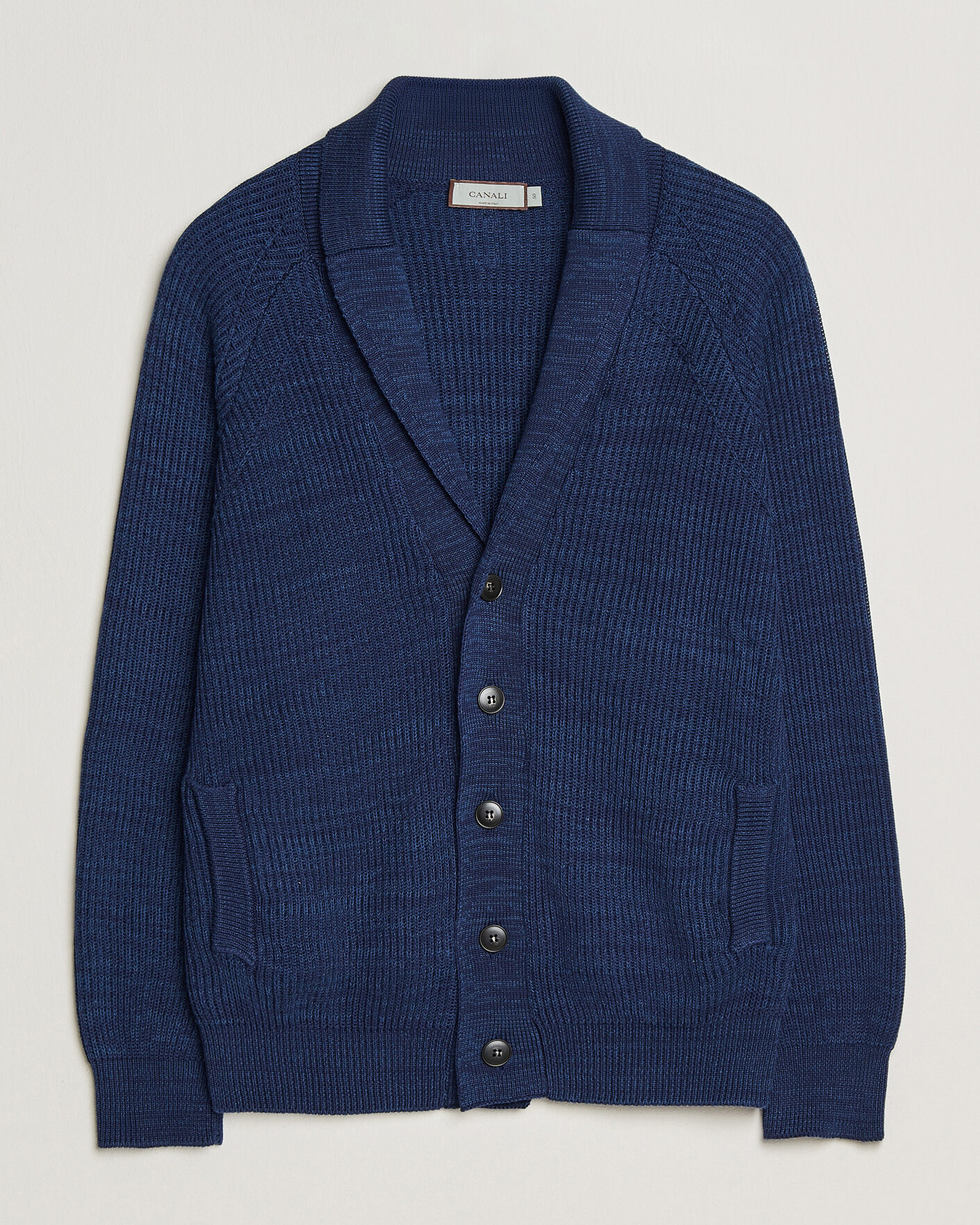 Herren | Pullover | Canali | Rib Knit Shawl Cardigan Navy