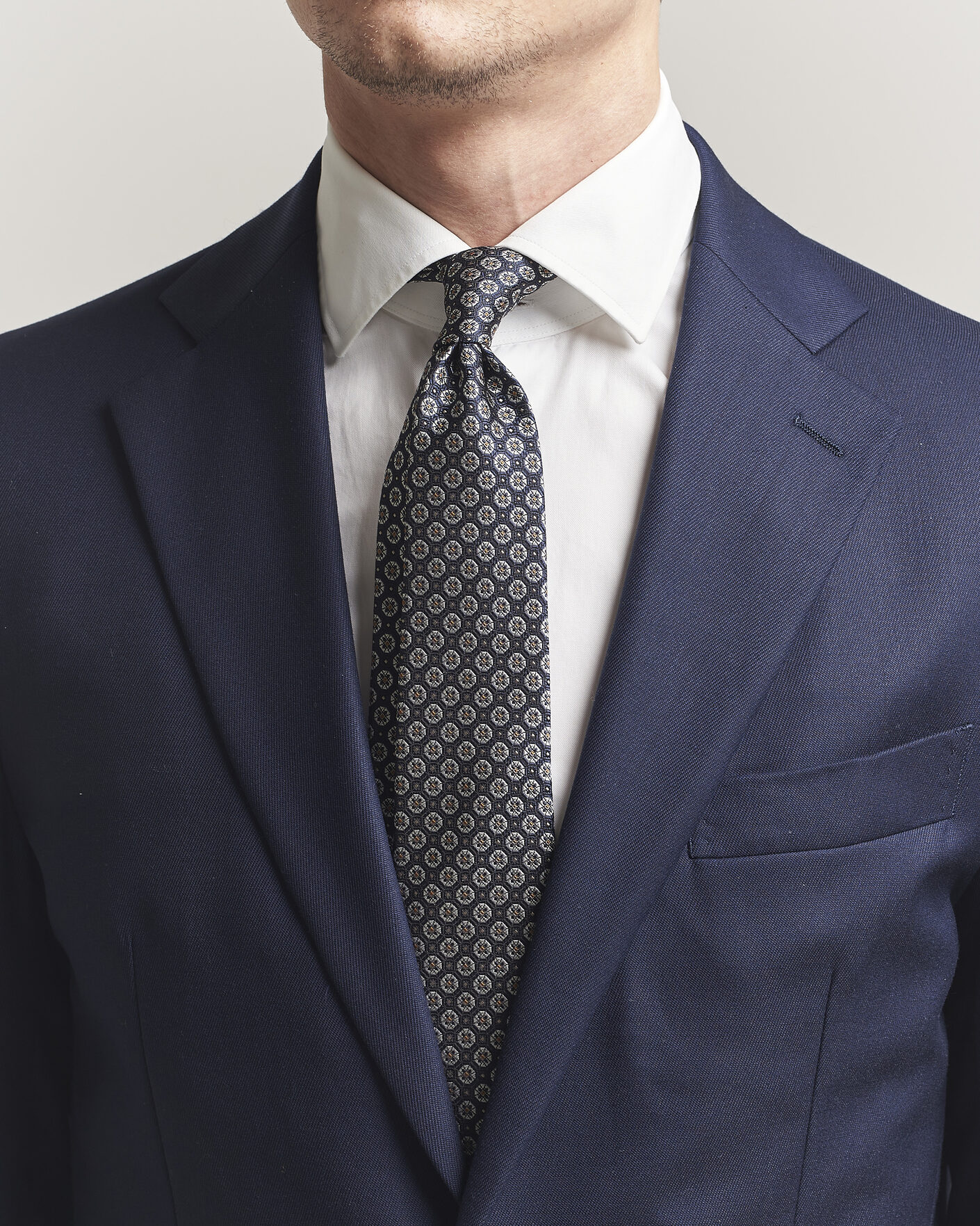 Herren | Krawatten | Canali | Jacquard Flower Silk Tie Navy