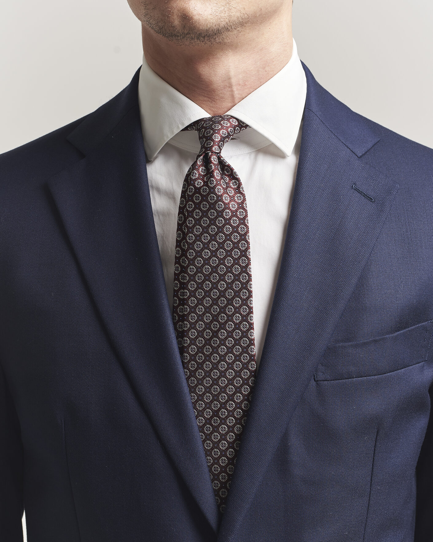 Herren | Krawatten | Canali | Jacquard Flower Silk Tie Burgundy