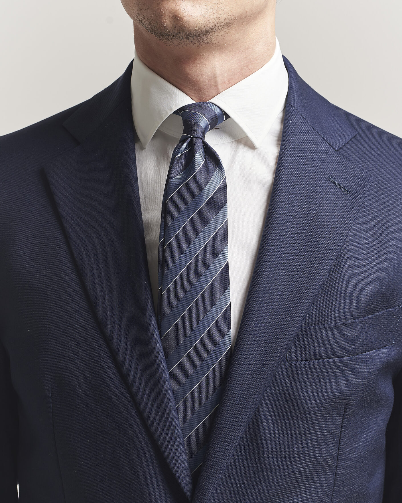 Herren | Krawatten | Canali | Regimental Stripe Silk Tie Navy/Blue