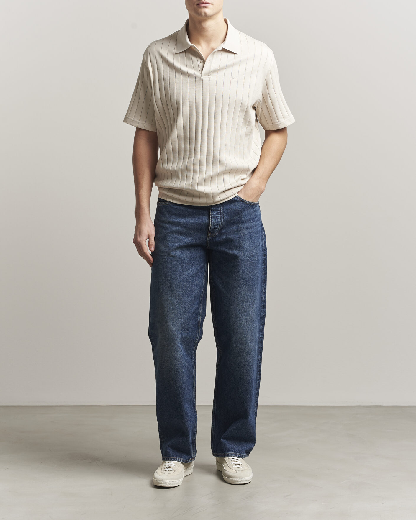 Herren | Poloshirts | J.Lindeberg | Simon Striped Polo Moonbeam