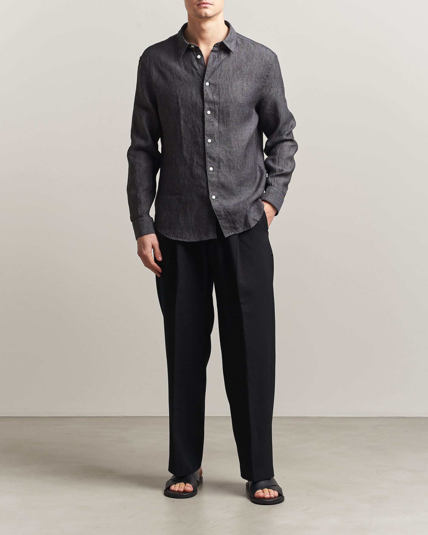 Herren | Hemden | J.Lindeberg | Marlon Linen Melange Shirt Black