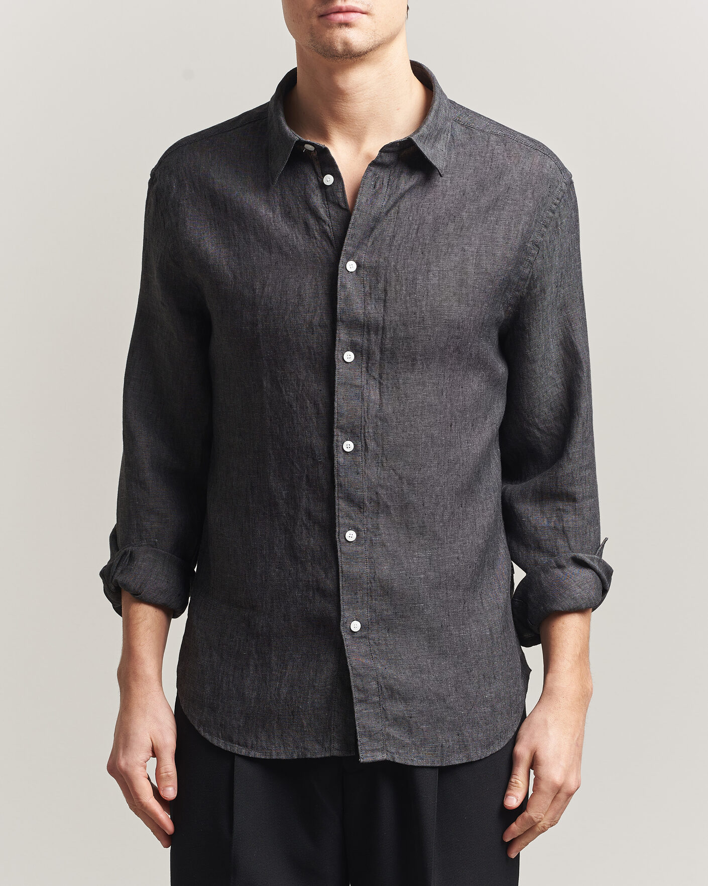 Herren | Hemden | J.Lindeberg | Marlon Linen Melange Shirt Black