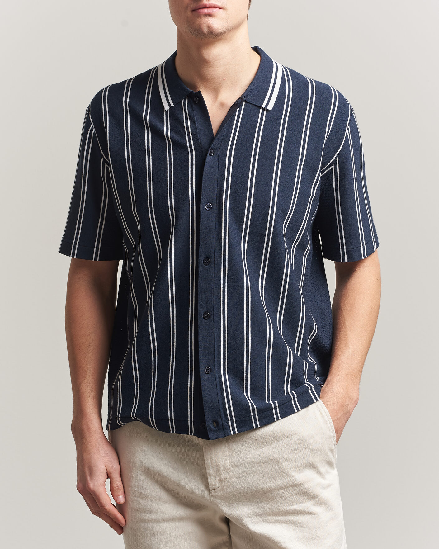 Herren | Hemden | J.Lindeberg | Rue Knit Short Sleeve Shirt JL Navy