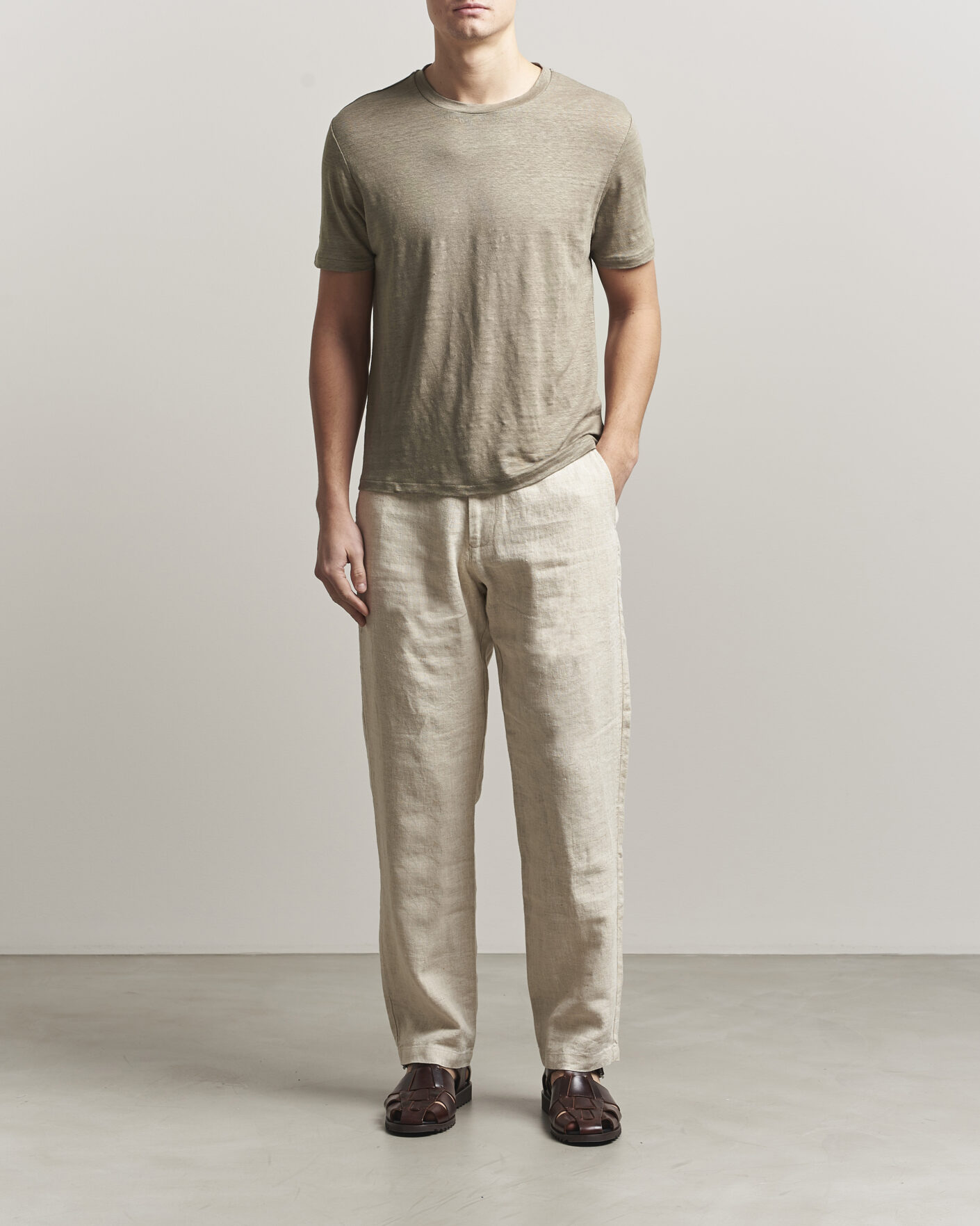 Herren | T-Shirts | J.Lindeberg | Coma Linen T-Shirt Brindle