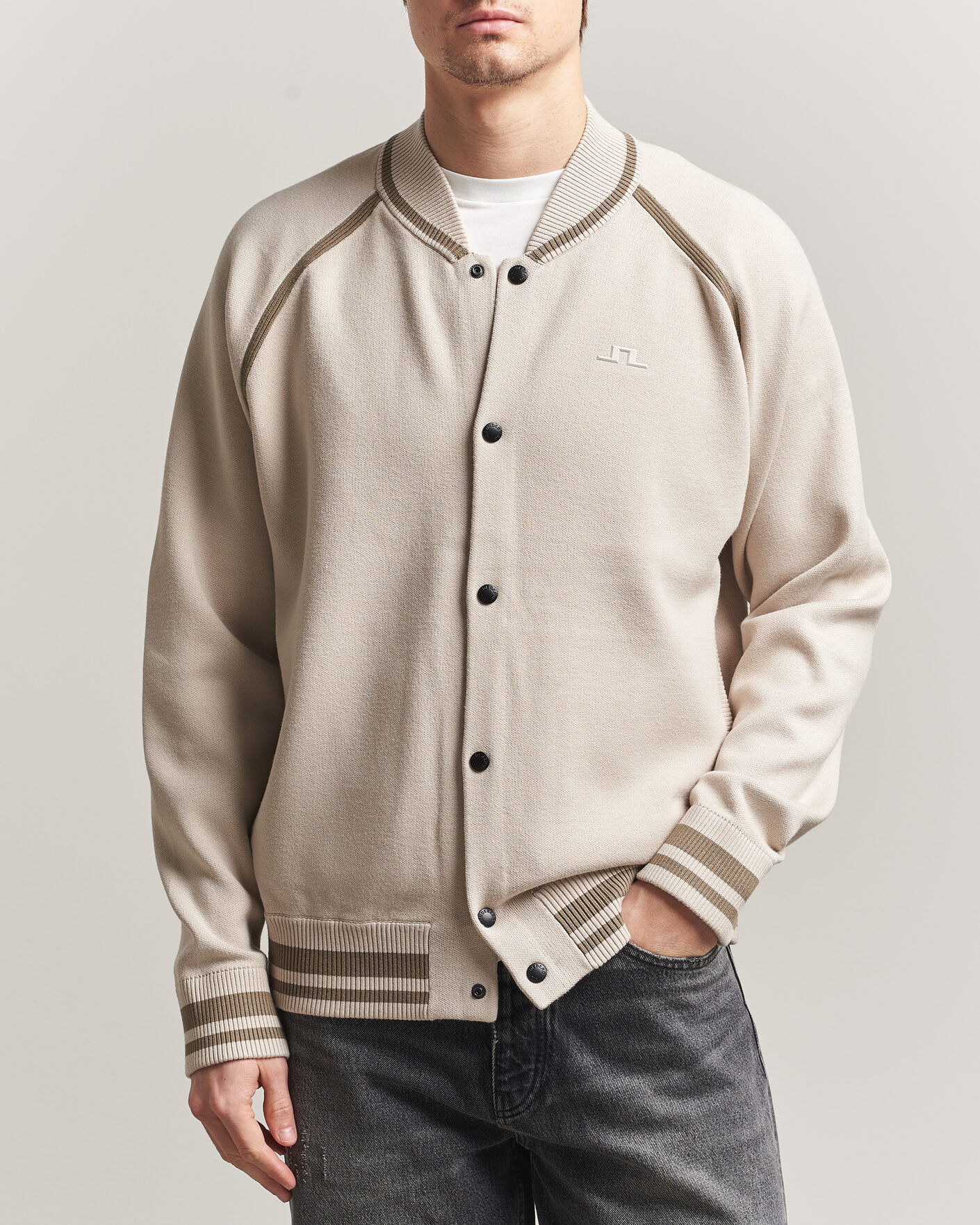 Herren | Jacken | J.Lindeberg | Stanley Jacquard Knit Bomber Moonbeam