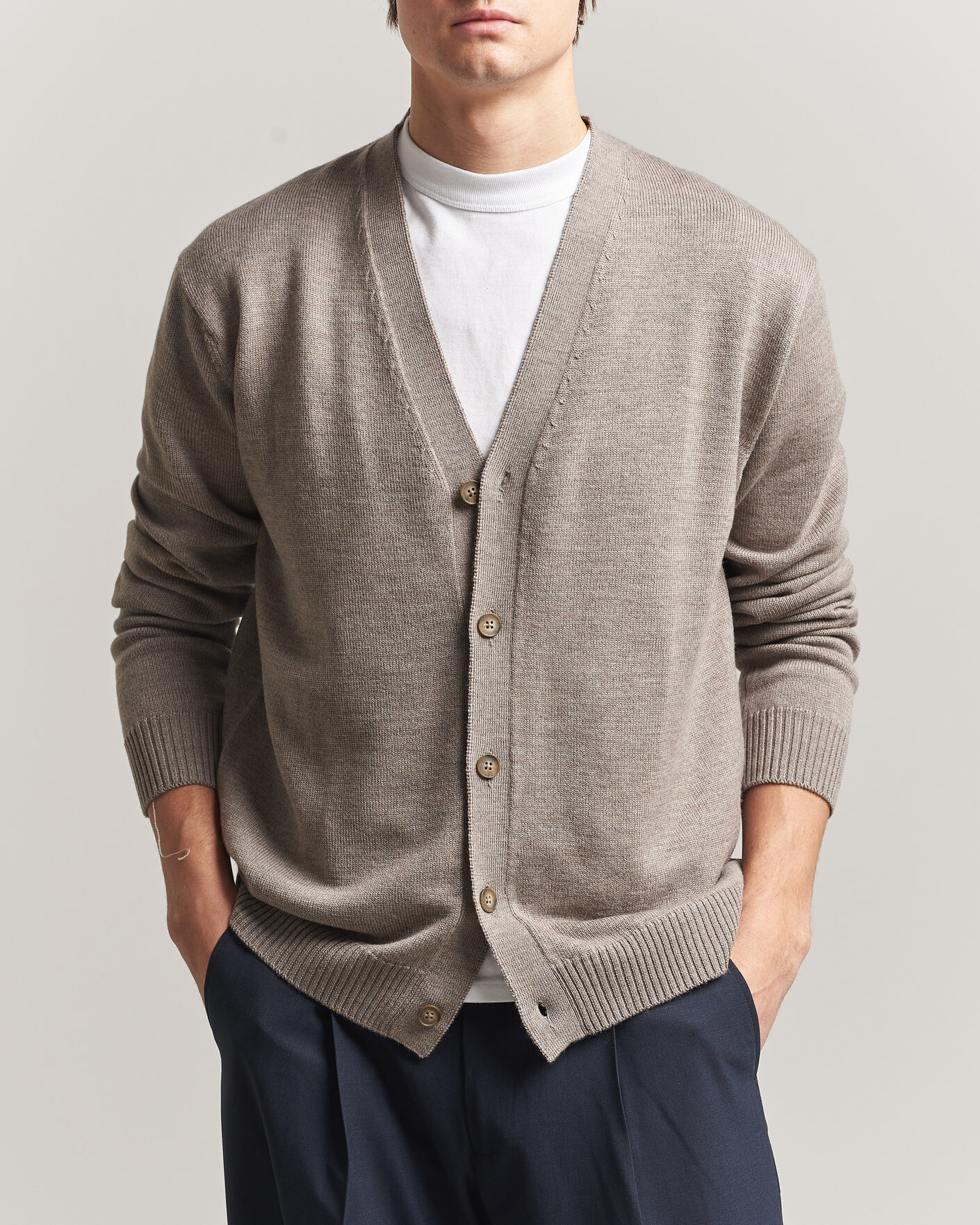 Herren | Pullover | J.Lindeberg | Jared Merino Cardigan Brindle Melange