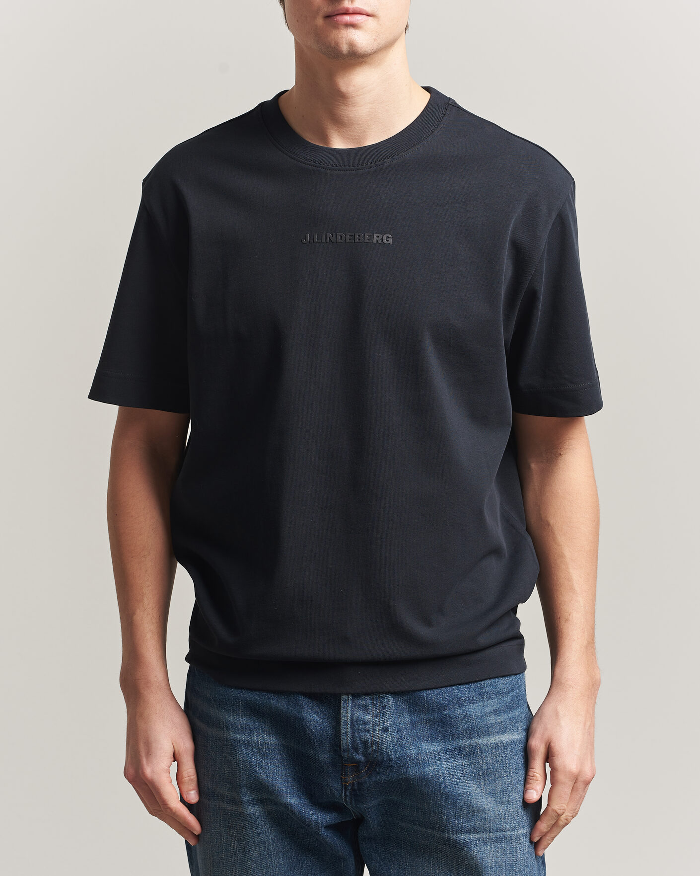 Herren | T-Shirts | J.Lindeberg | Hale Heavy Logo T-Shirt Black