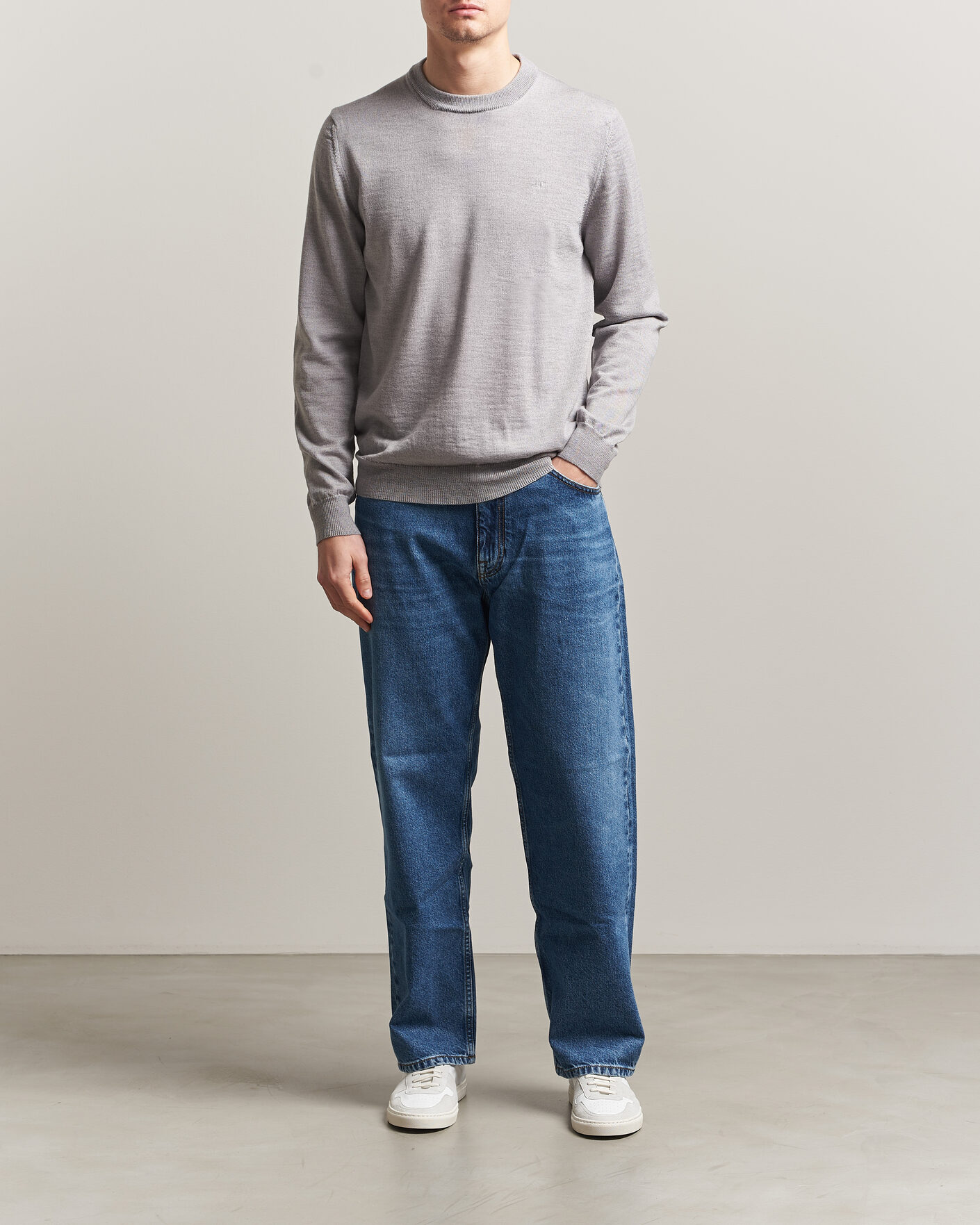 Herren | Pullover | J.Lindeberg | Keane Merino Crew Neck Pullover Light Grey Melange