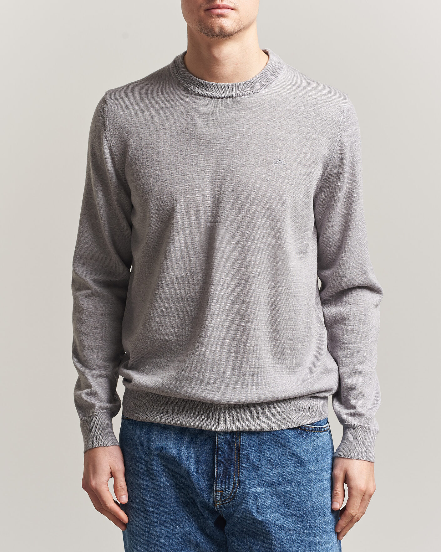 Herren | Pullover | J.Lindeberg | Keane Merino Crew Neck Pullover Light Grey Melange