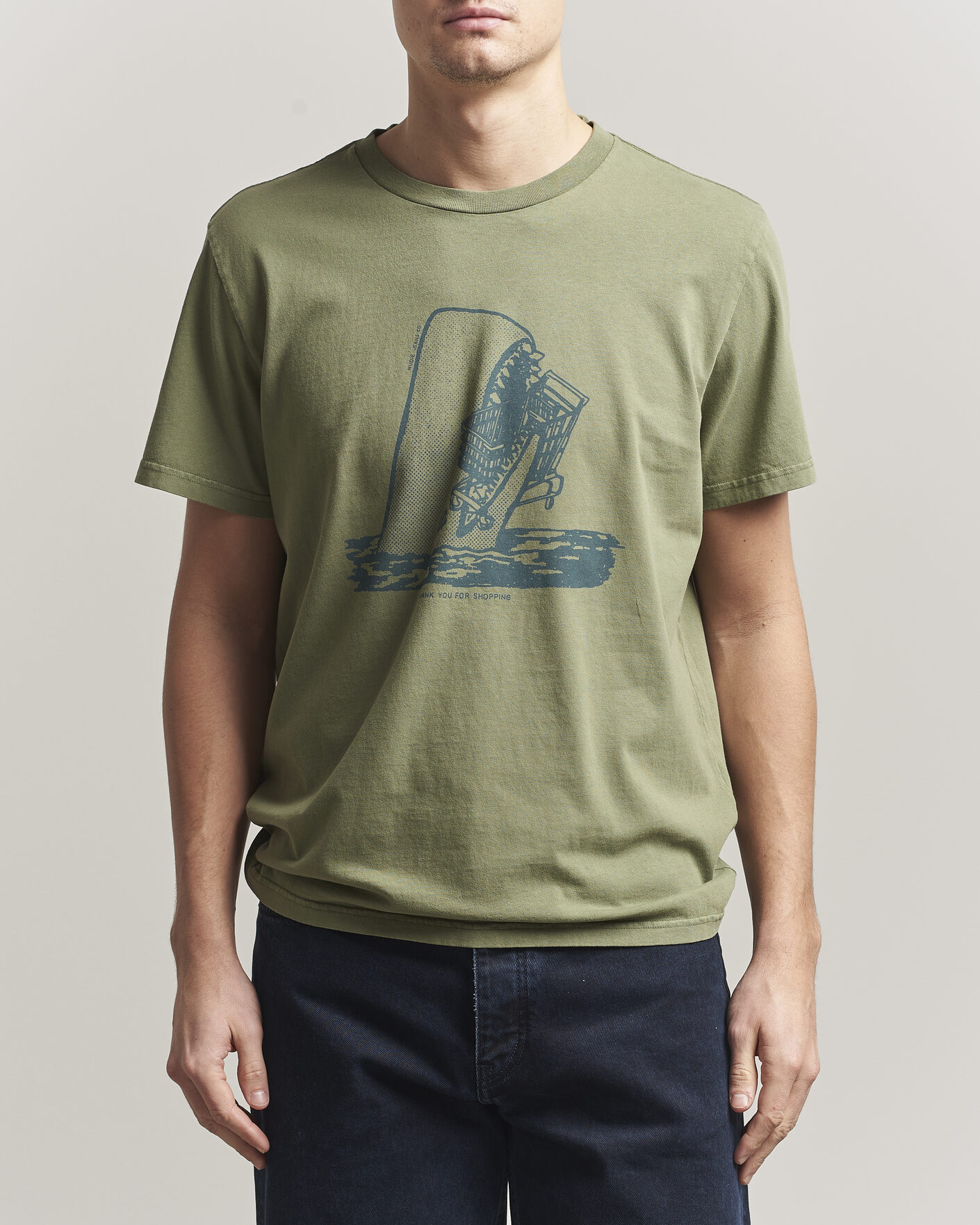 Herren | T-Shirts | Nudie Jeans | Roy Printed T-Shirt Green