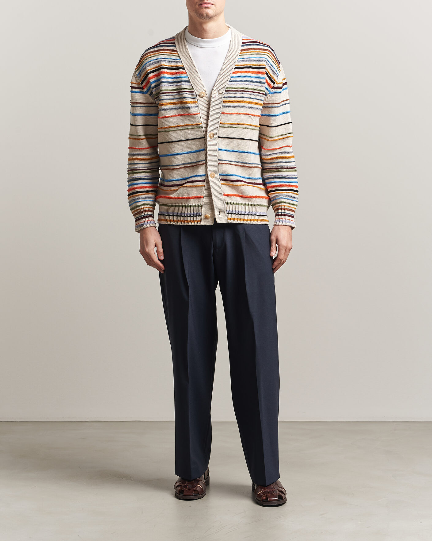 Herren | Pullover | Paul Smith | Signature Stripe Knitted Cardigan White