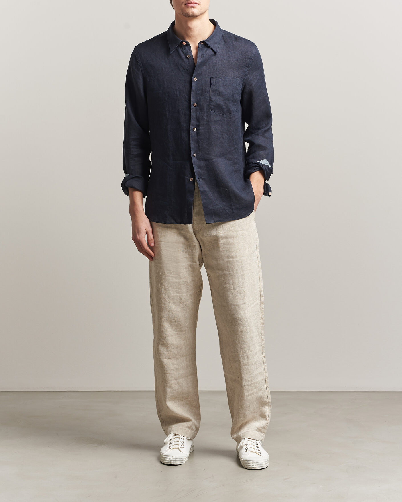 Herren | Hemden | PS Paul Smith | Tailored Fit Linen Shirt Navy