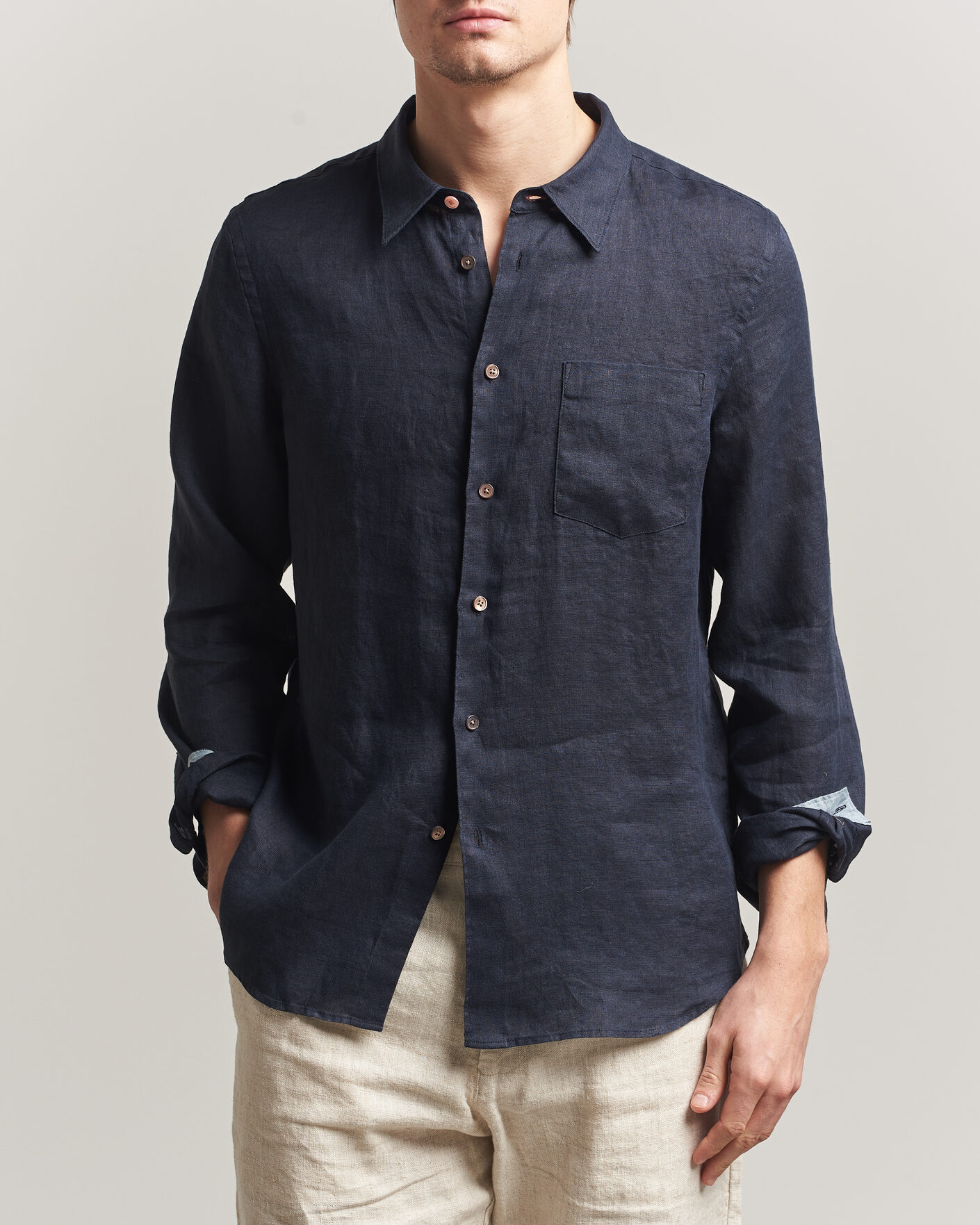 Herren | Hemden | PS Paul Smith | Tailored Fit Linen Shirt Navy