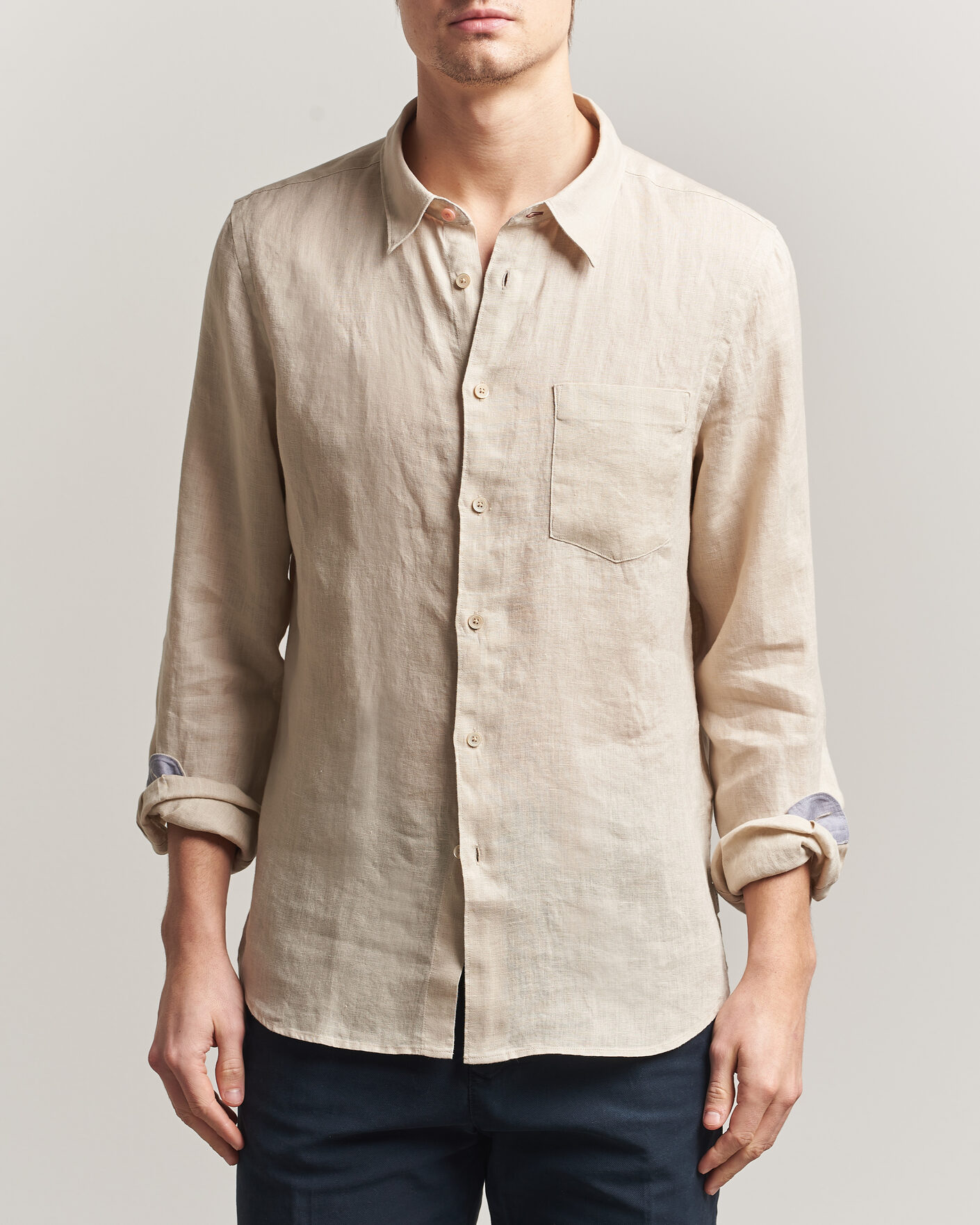 Herren | Hemden | PS Paul Smith | Tailored Fit Linen Shirt Beige