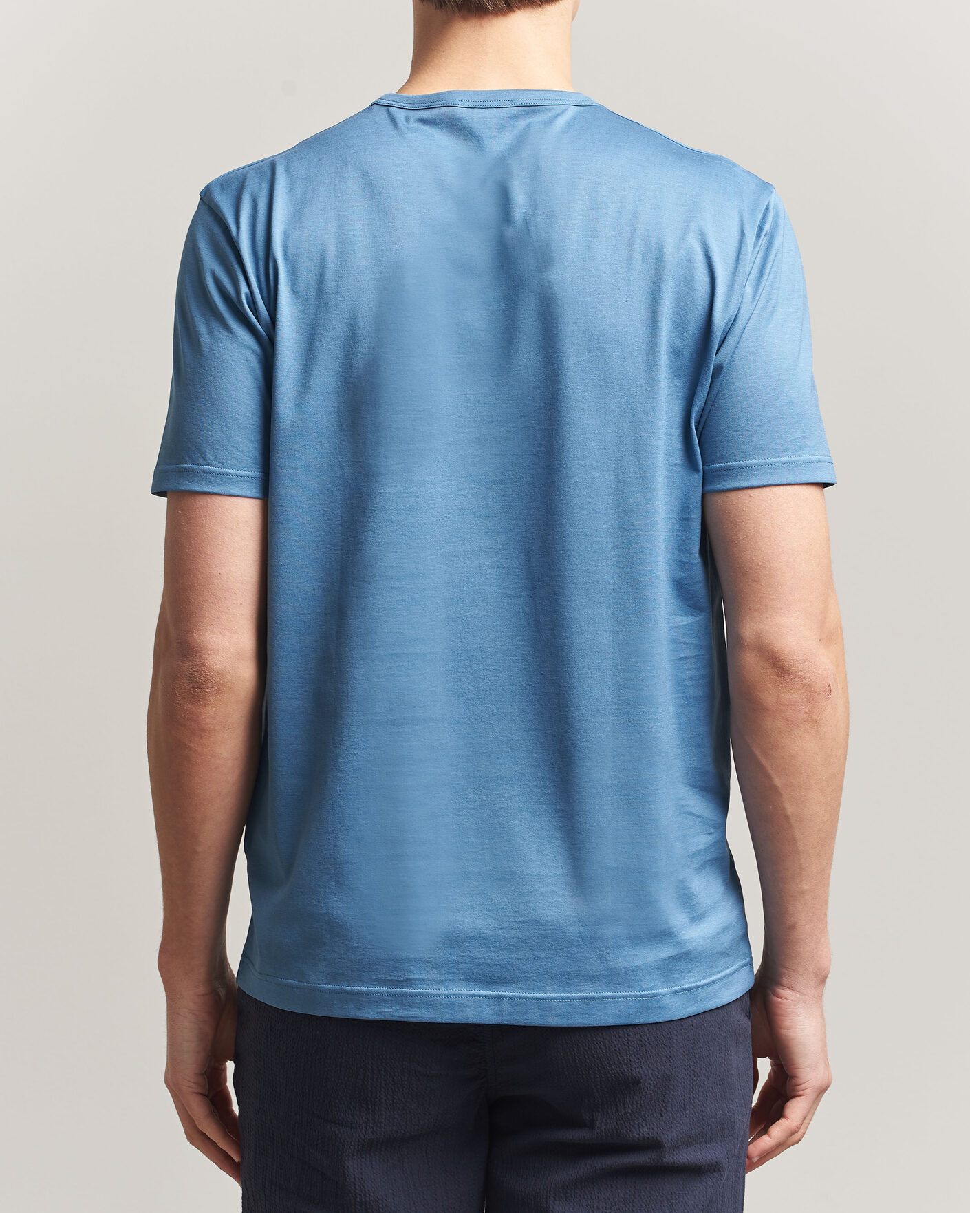 Herren | T-Shirts | Sunspel | Crew Neck Q82 Cotton T-Shirt Air Force Blue