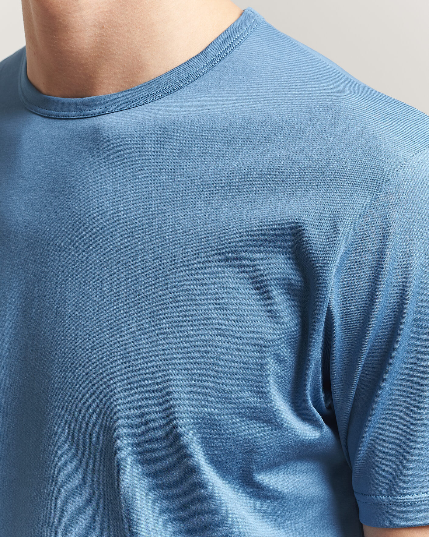Herren | T-Shirts | Sunspel | Crew Neck Q82 Cotton T-Shirt Air Force Blue