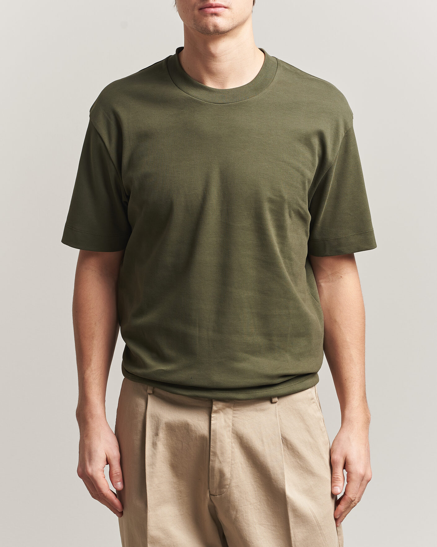 Herren | T-Shirts | Sunspel | Heavy Weight Supima Cotton T-Shirt Deep Olive