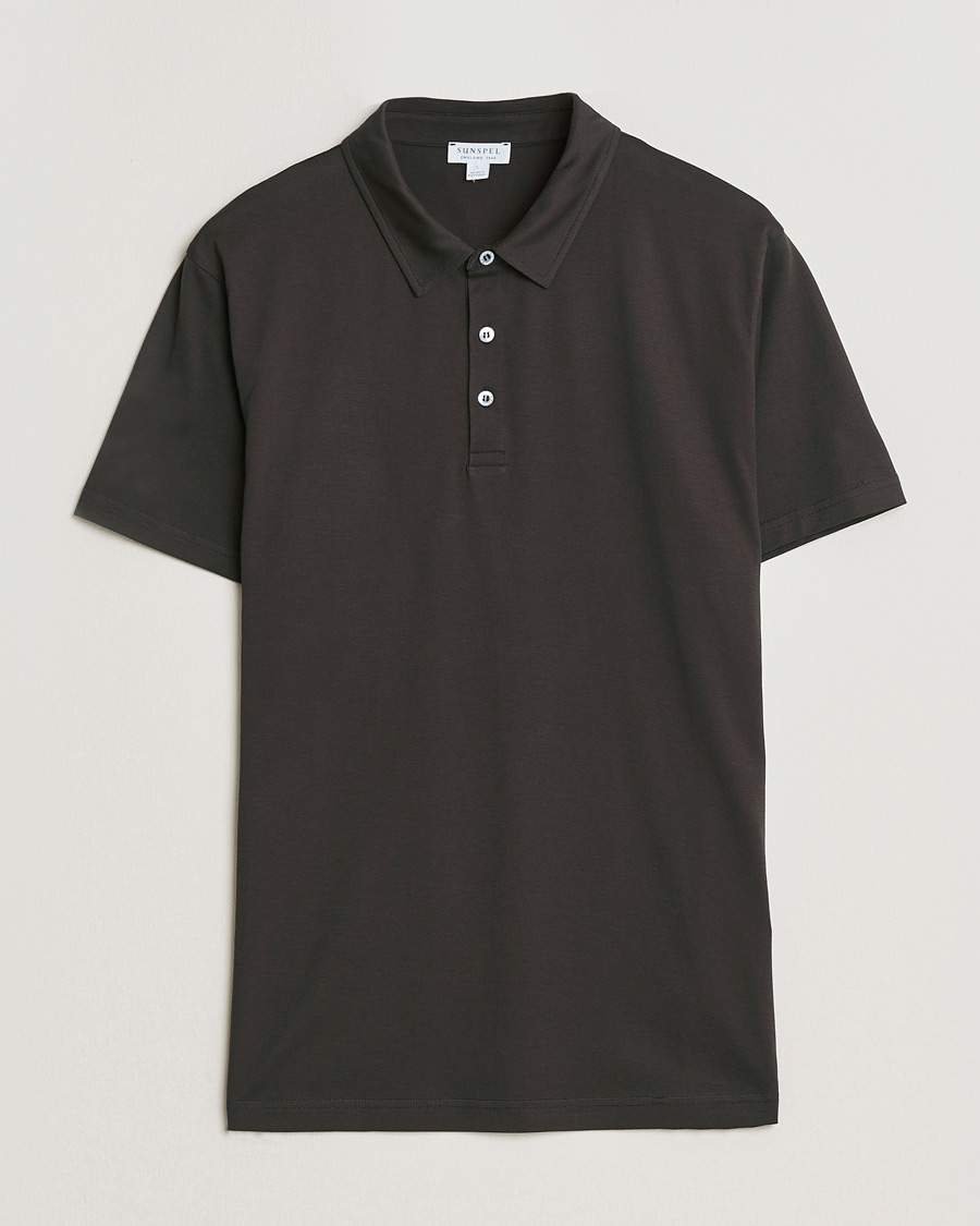 Herren | Poloshirts | Sunspel | Cotton Jersey Polo Dark Chocolate