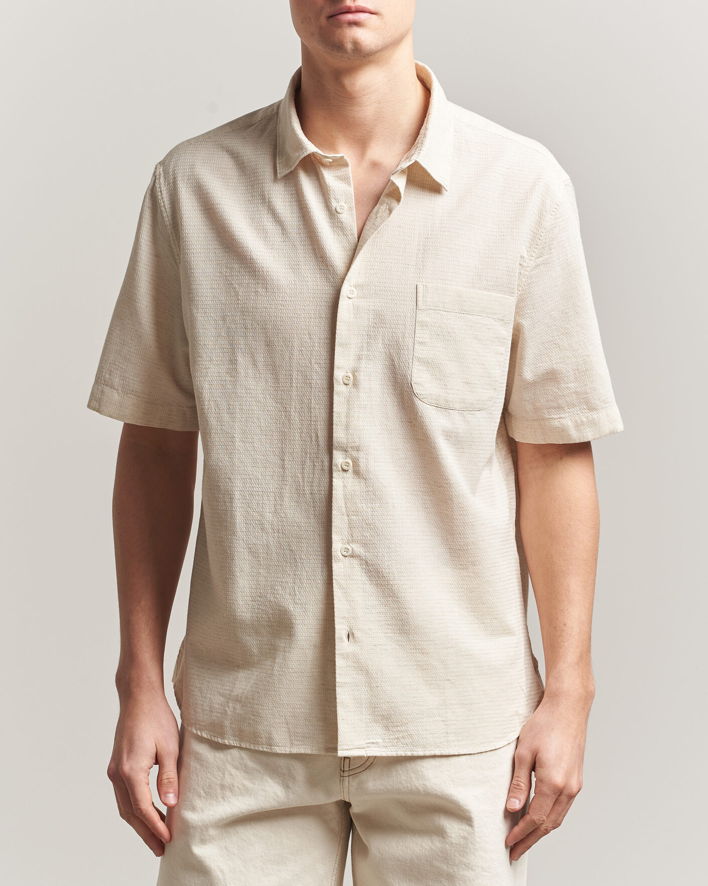 Herren | Hemden | Sunspel | Natural Texture Linen Shirt Ecru