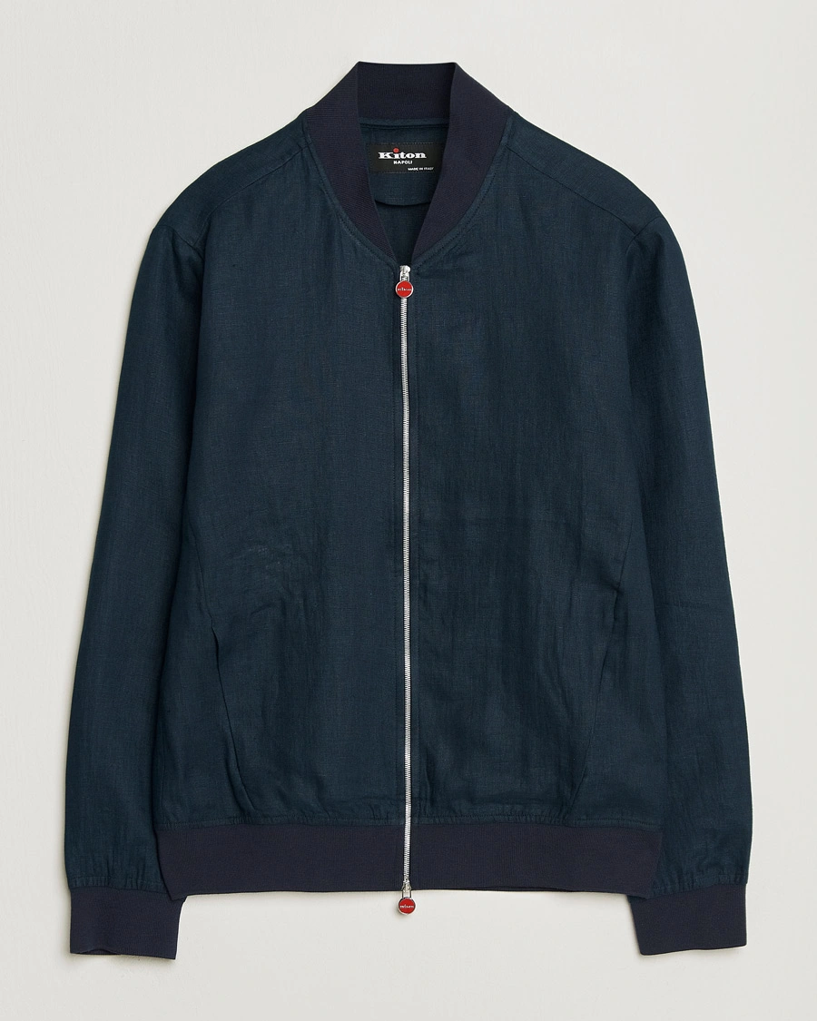 Herren | Jacken | Kiton | Unlined Linen Bomber Jacket Navy