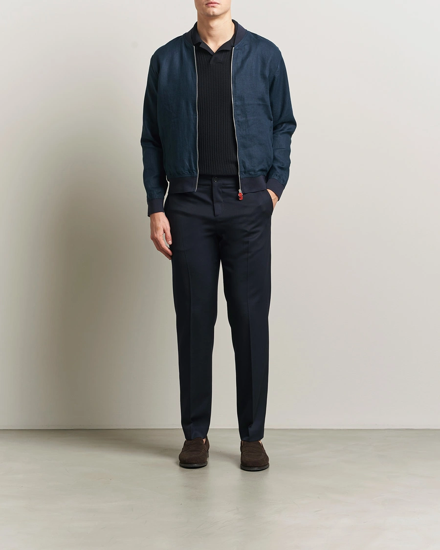 Herren | Jacken | Kiton | Unlined Linen Bomber Jacket Navy