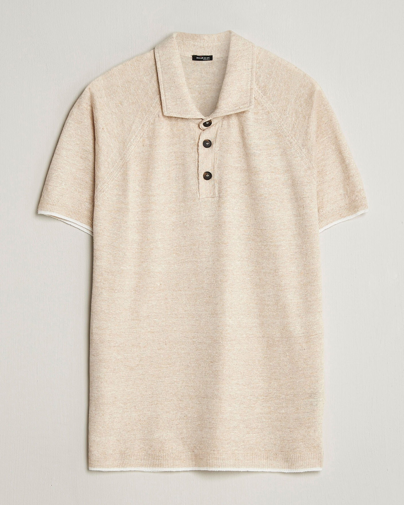 Herren | Poloshirts | Kiton | Linen Raglan Polo Shirt Ecru