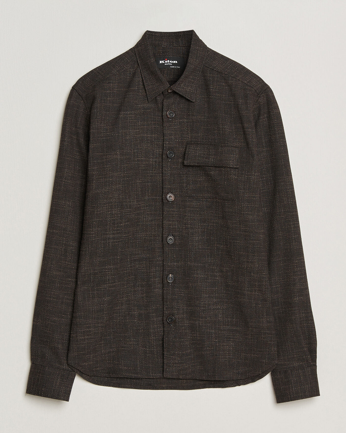 Herren | Hemden | Kiton | Virgin Wool Overshirt Dark Brown