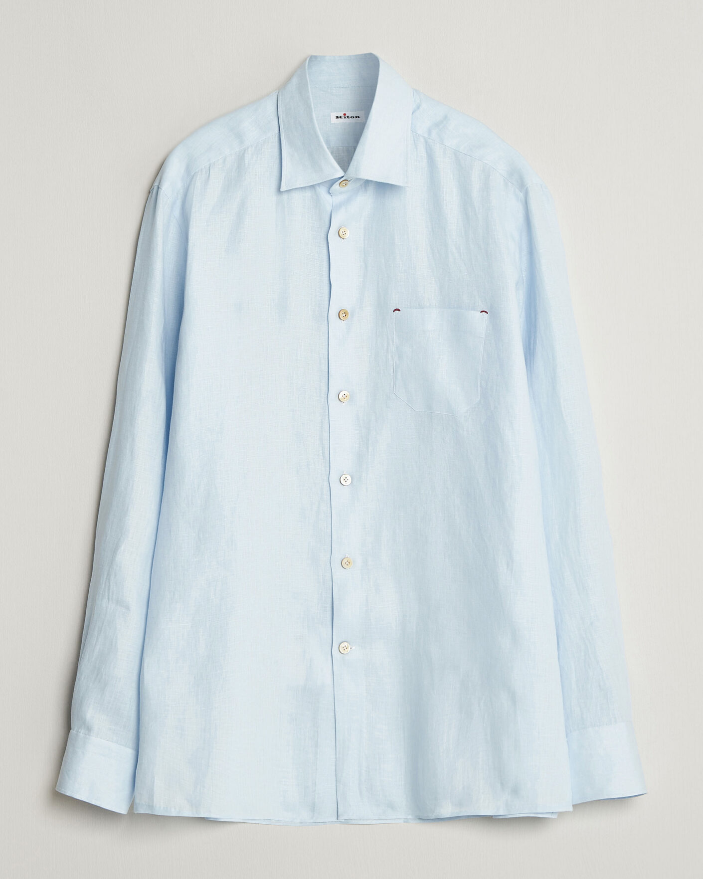 Herren | Hemden | Kiton | Linen Sport Shirt Light Blue