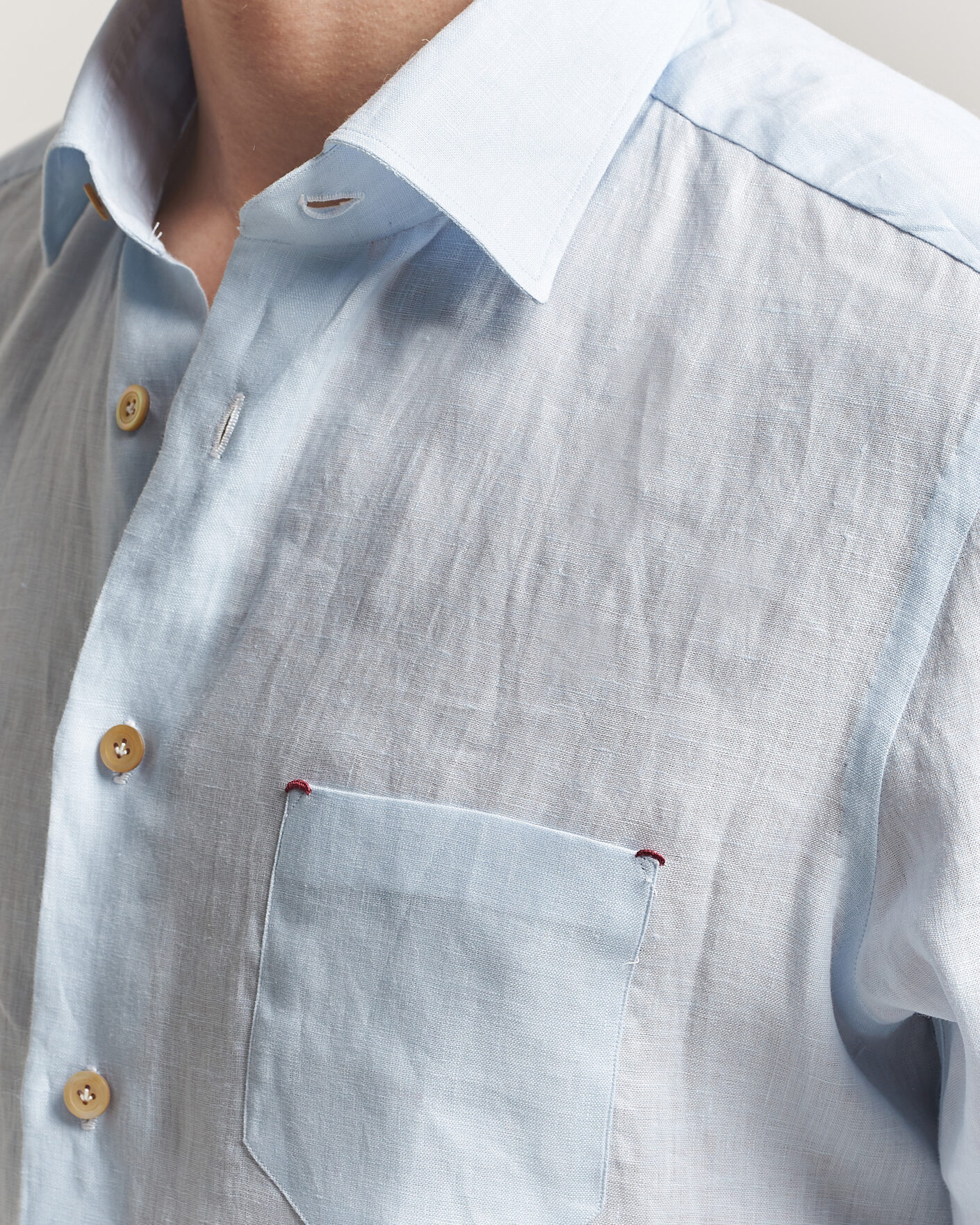 Herren | Hemden | Kiton | Linen Sport Shirt Light Blue
