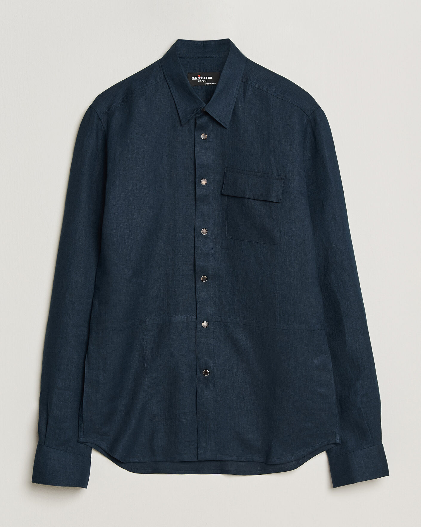 Herren | Hemden | Kiton | Linen Overshirt Navy