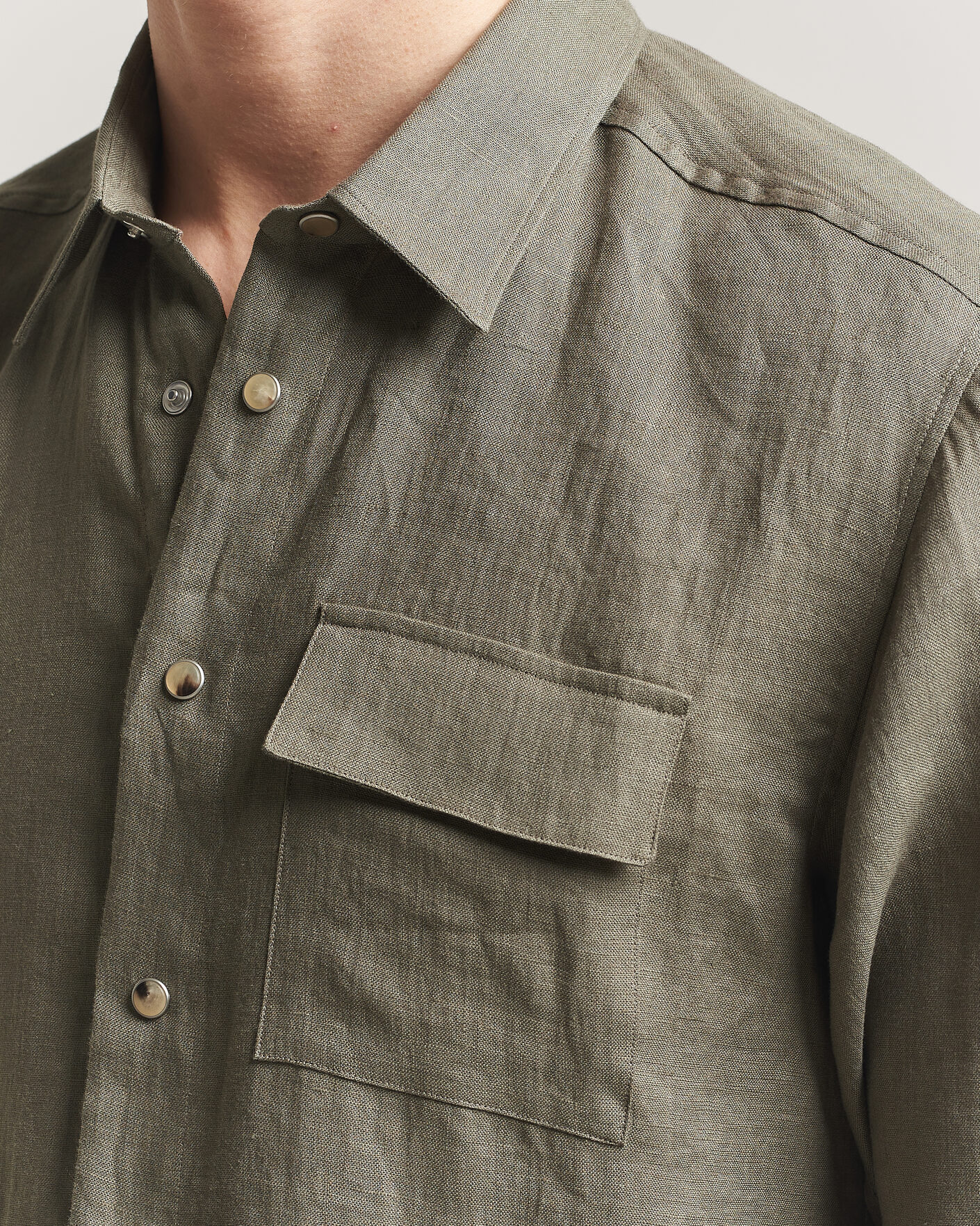 Herren | Hemden | Kiton | Linen Overshirt Khaki