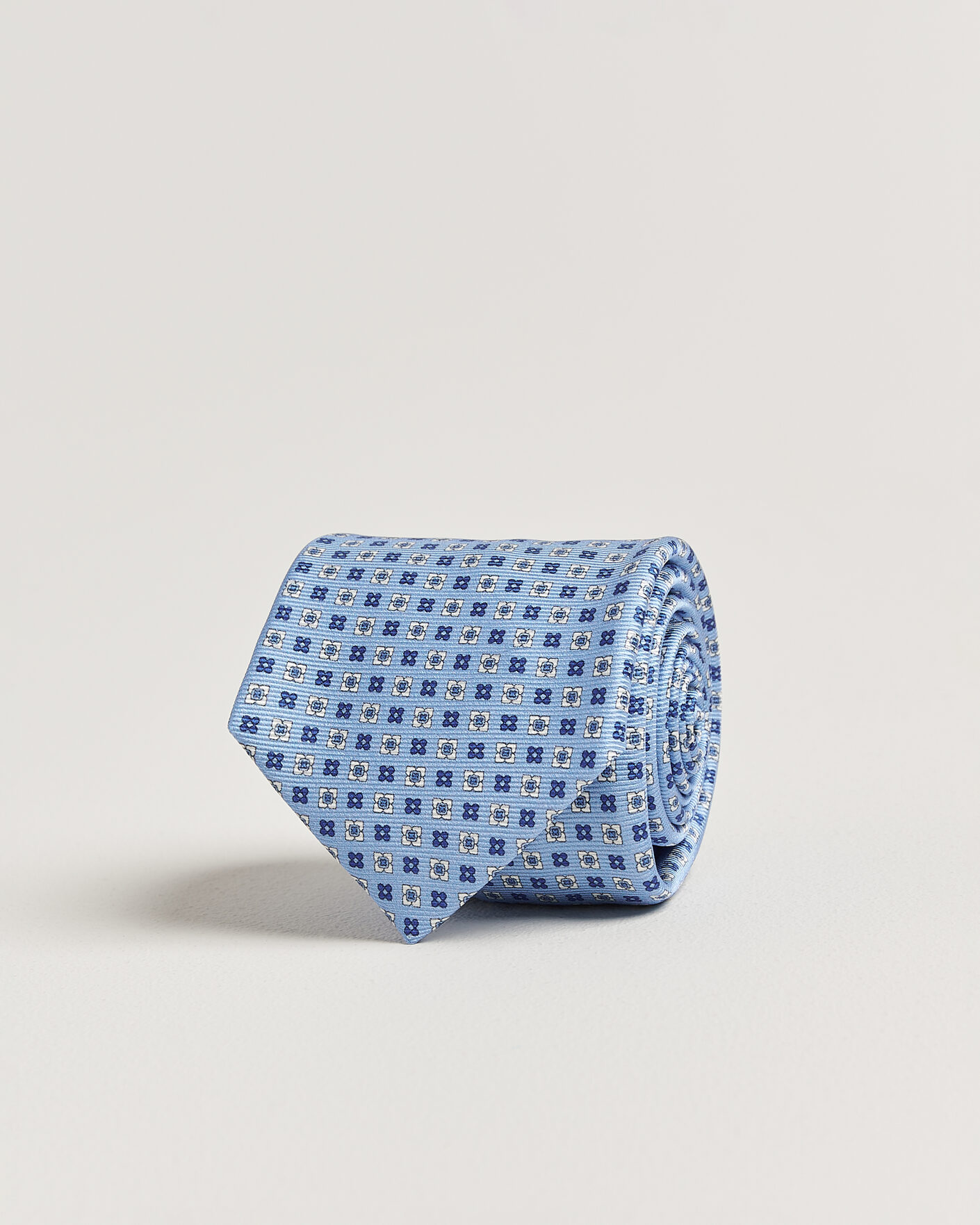 Herren | Krawatten | Kiton | Printed Flower Silk Tie Light Blue
