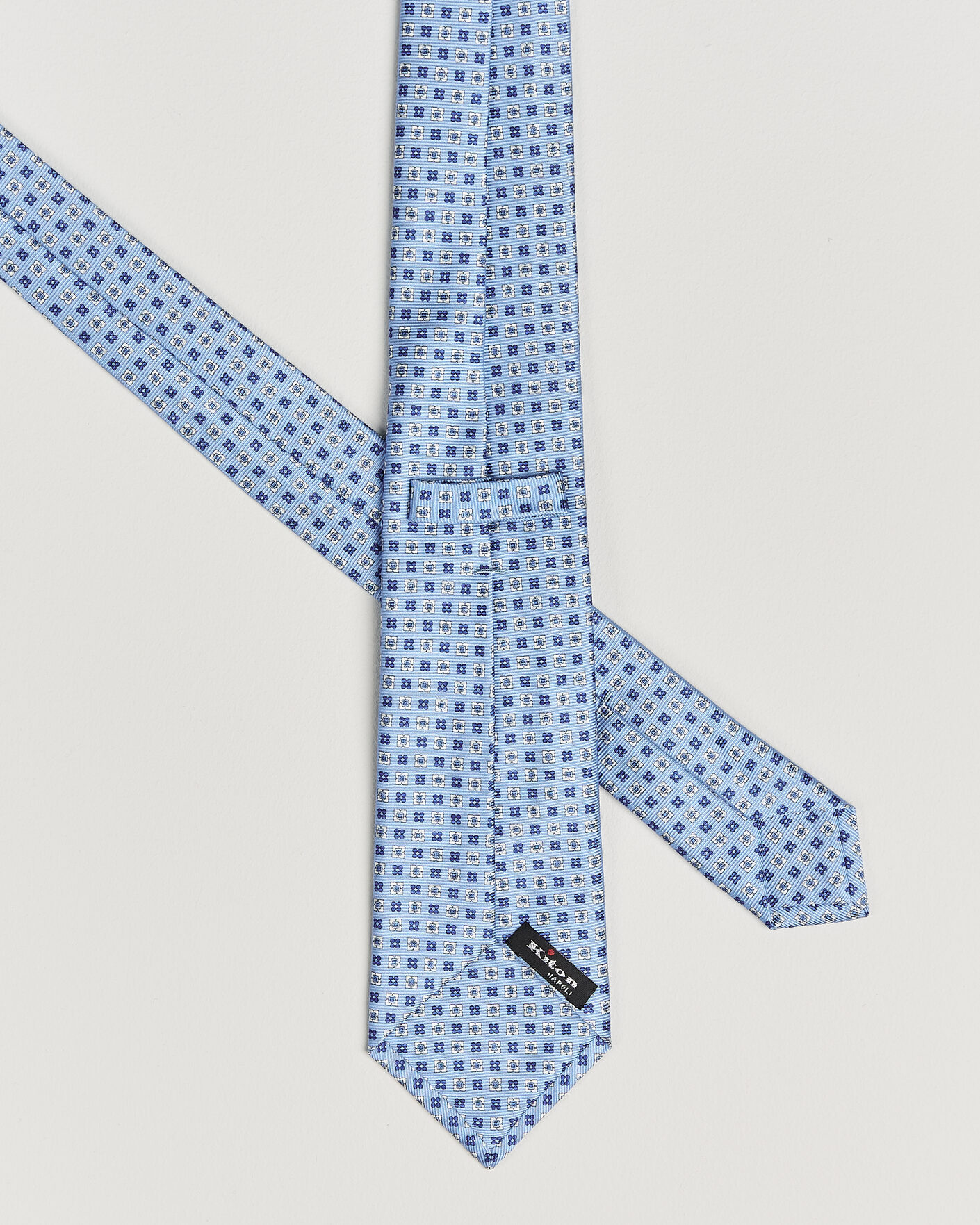 Herren | Krawatten | Kiton | Printed Flower Silk Tie Light Blue