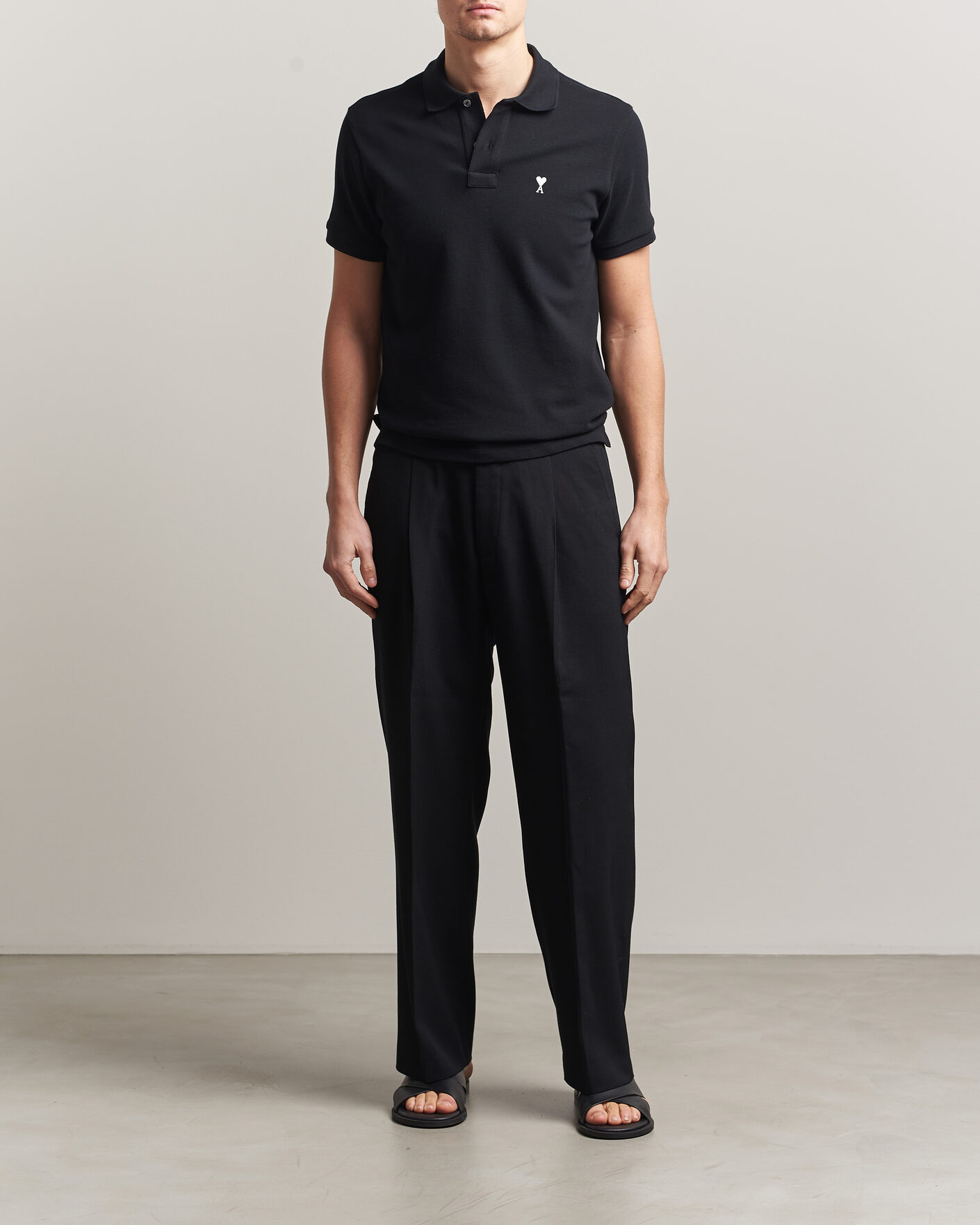 Herren | Poloshirts | AMI | Contrast Heart Logo Polo Black