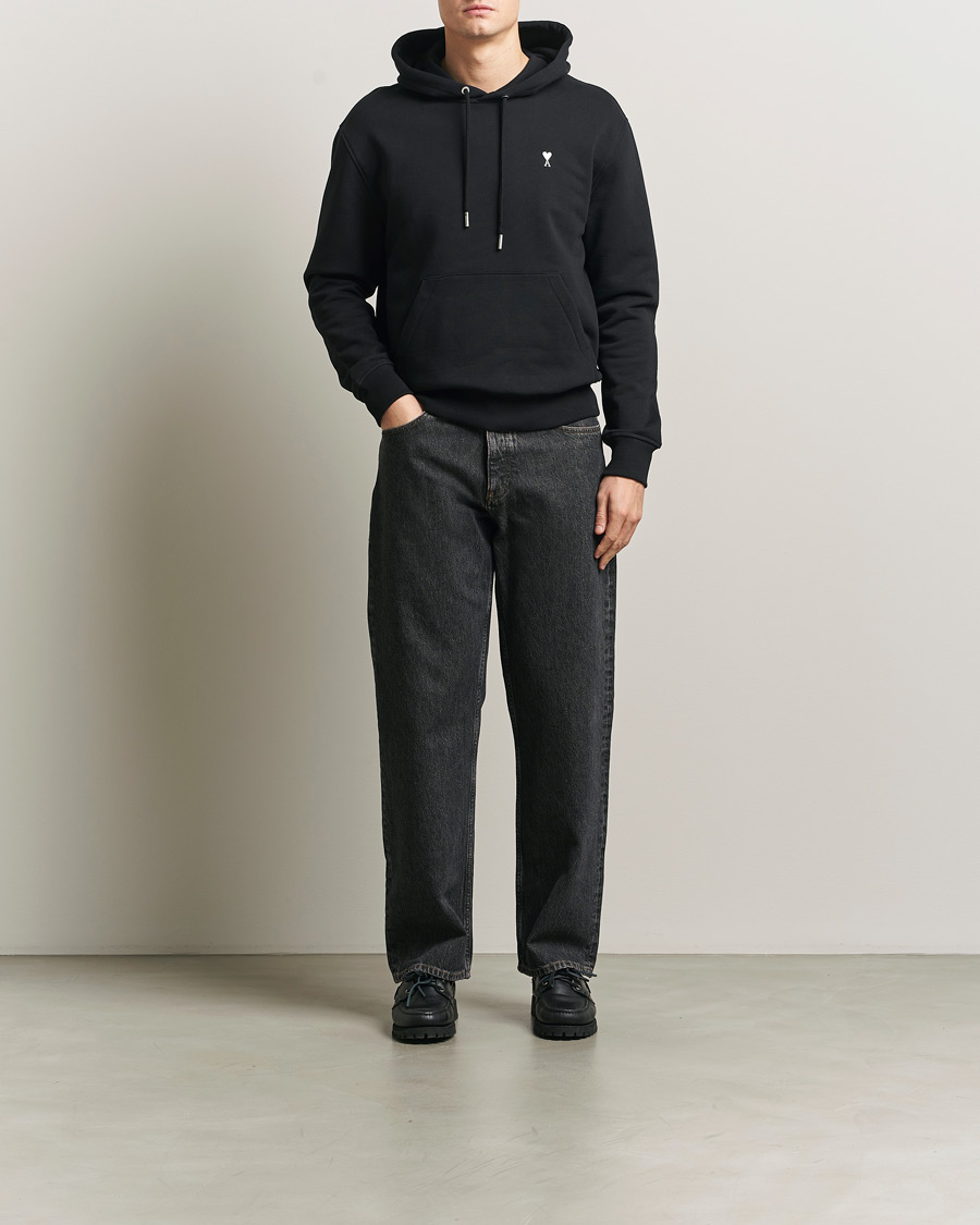 Herren | Pullover | AMI | Contrast Heart Logo Hoodie Black