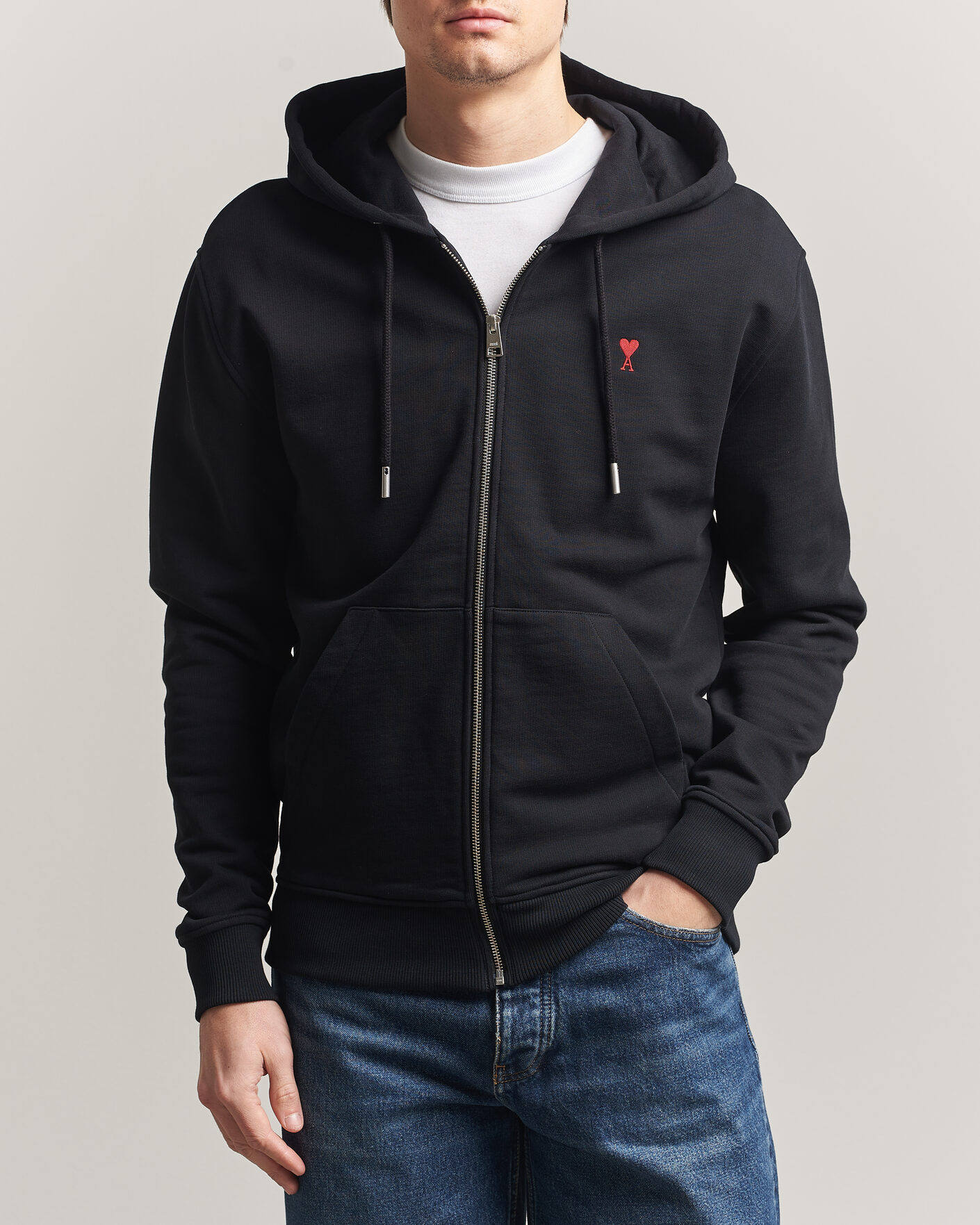 Herren | Pullover | AMI | Heart Logo Full Zip Hoodie Black