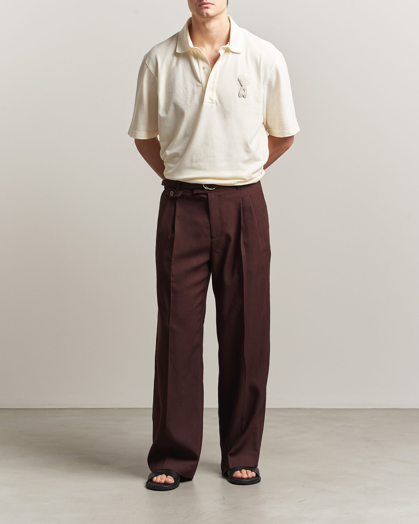 Herren | Poloshirts | AMI | Knitted Heart Logo Polo Creme