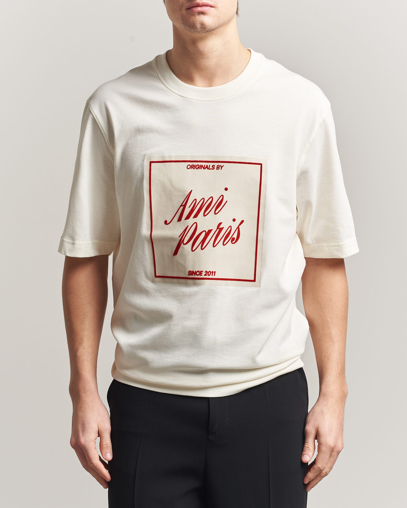 Herren | T-Shirts | AMI | Boxy Fit Printed T-Shirt Creme