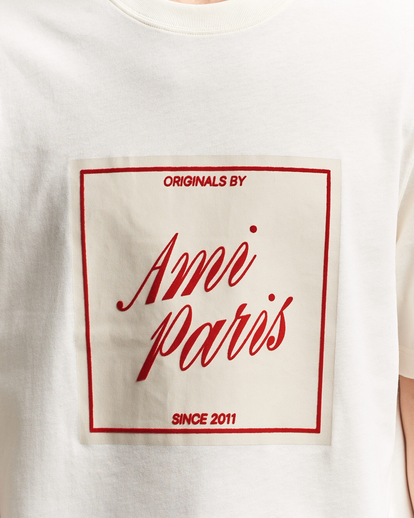 Herren | T-Shirts | AMI | Boxy Fit Printed T-Shirt Creme