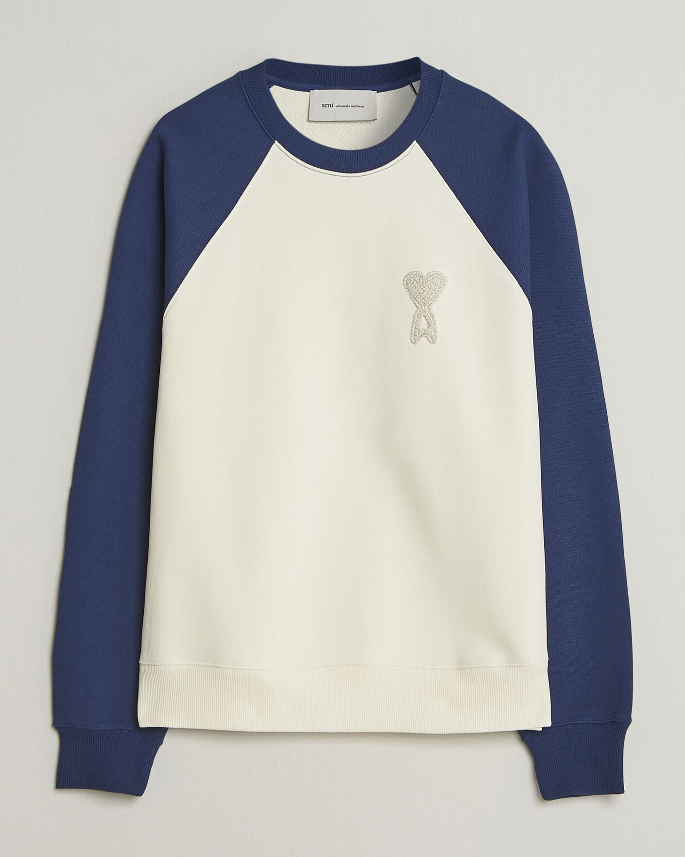 Herren | Pullover | AMI | Knitted Heart Logo Sweatshirt Creme/Navy