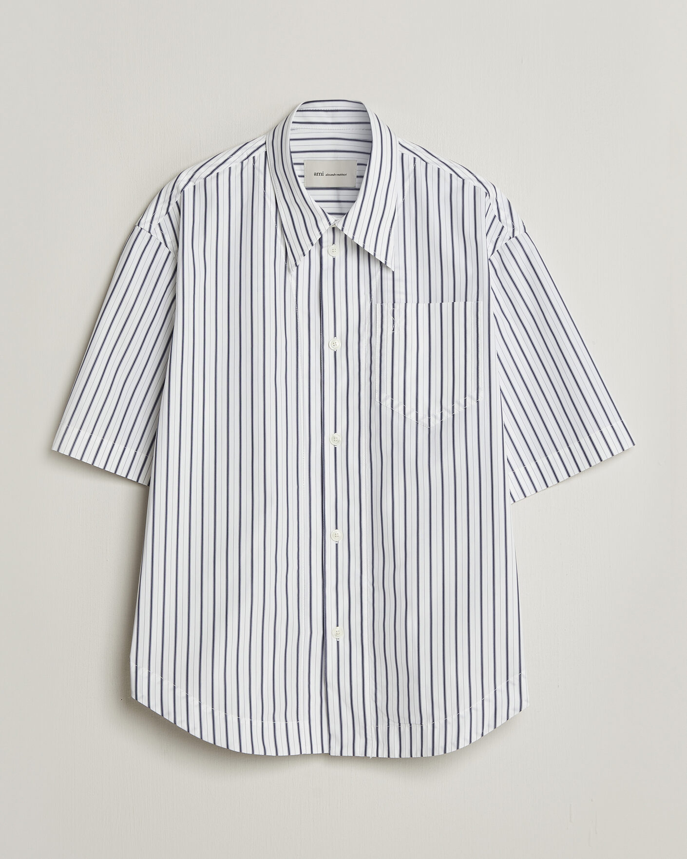 Herren | Hemden | AMI | Short Sleeve Camp Collar Shirt White/Blue