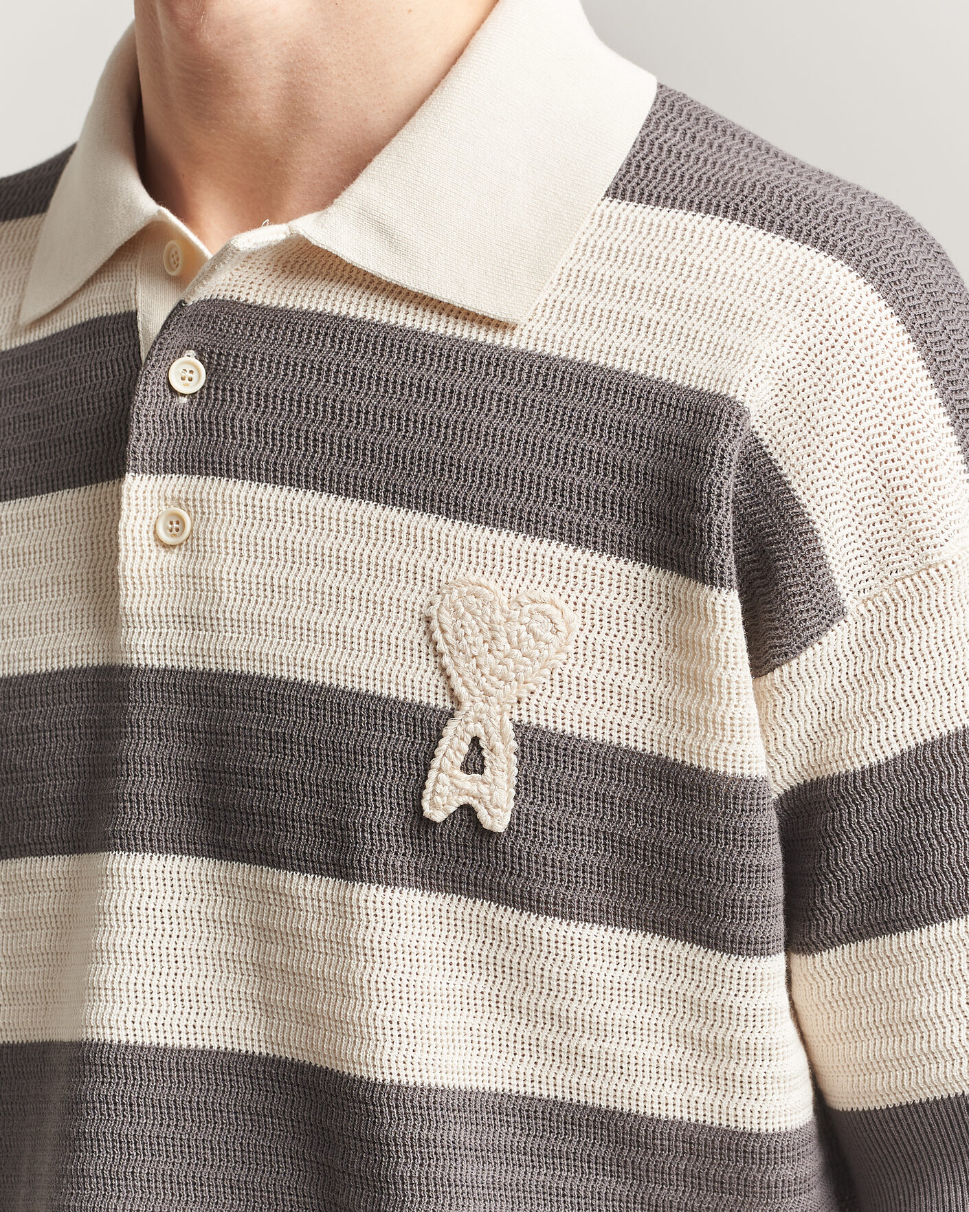 Herren | Poloshirts | AMI | Striped Polo White/Grey
