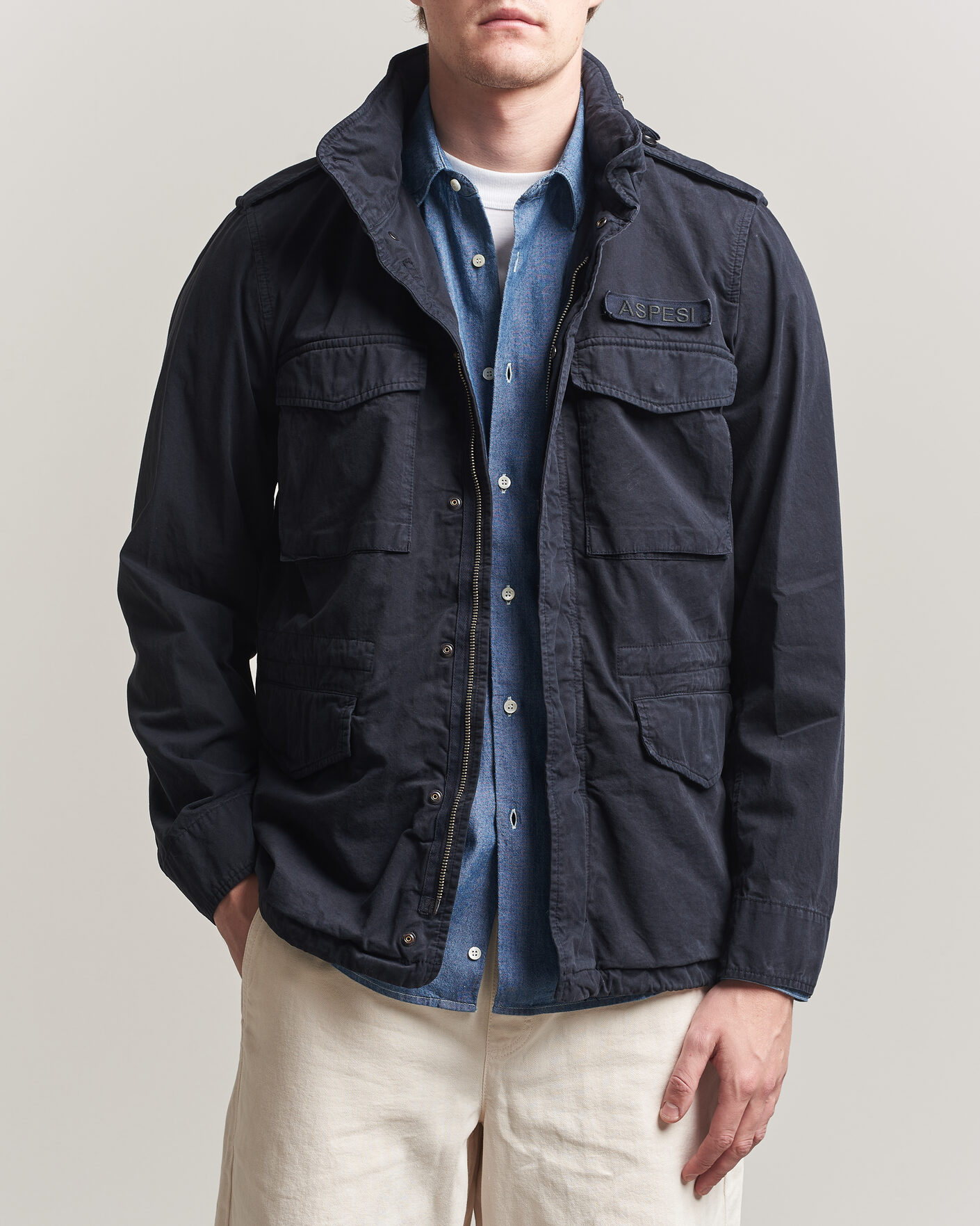 Herren | Jacken | Aspesi | Washed Cotton Field Jacket Navy